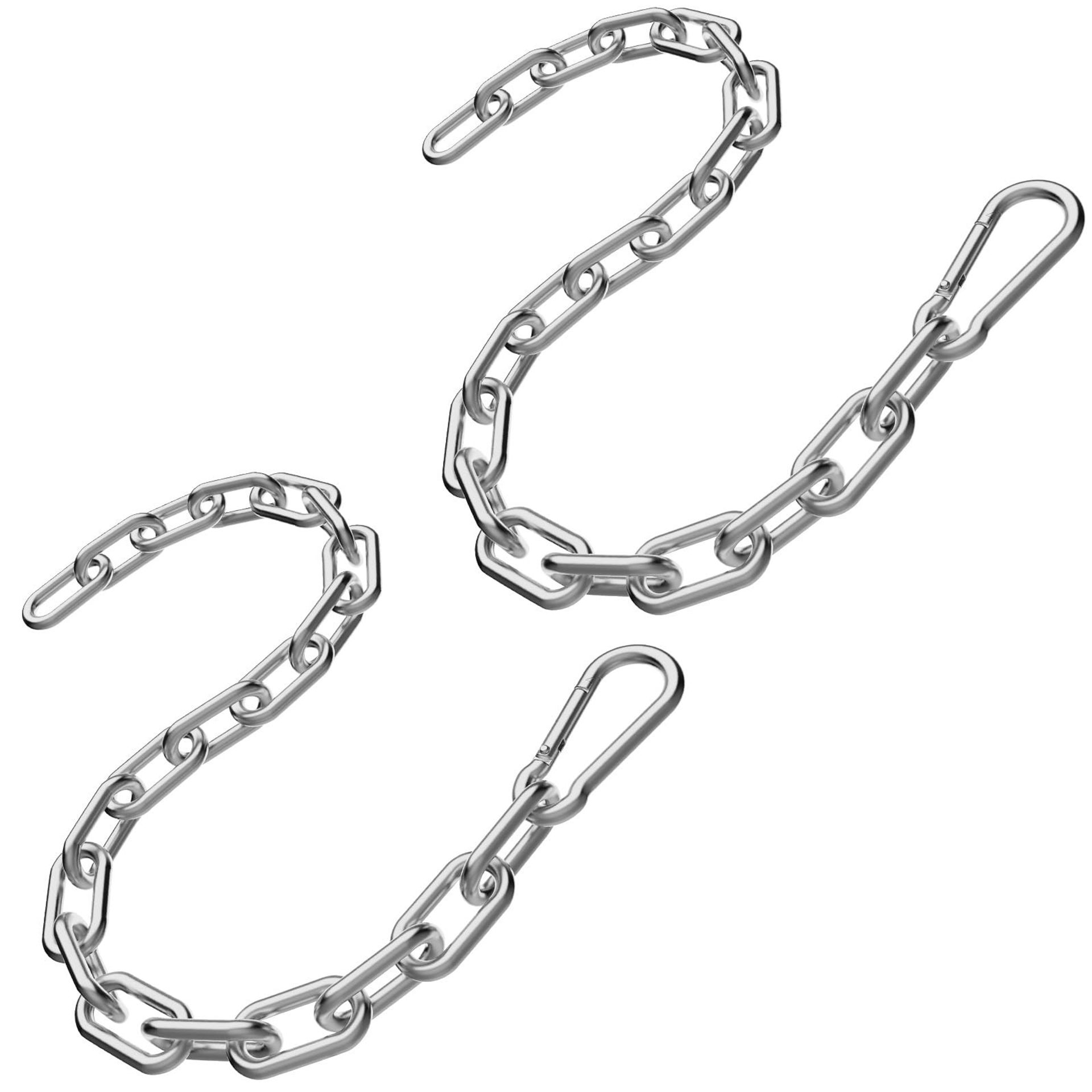 Gate Chain Lock 23.6 Inch 304 Stainless Steel Fence Latch with Carabiner for Outdoor Gates, Yards and Animal Enclosures - Silver Dia 5mm 2pcs