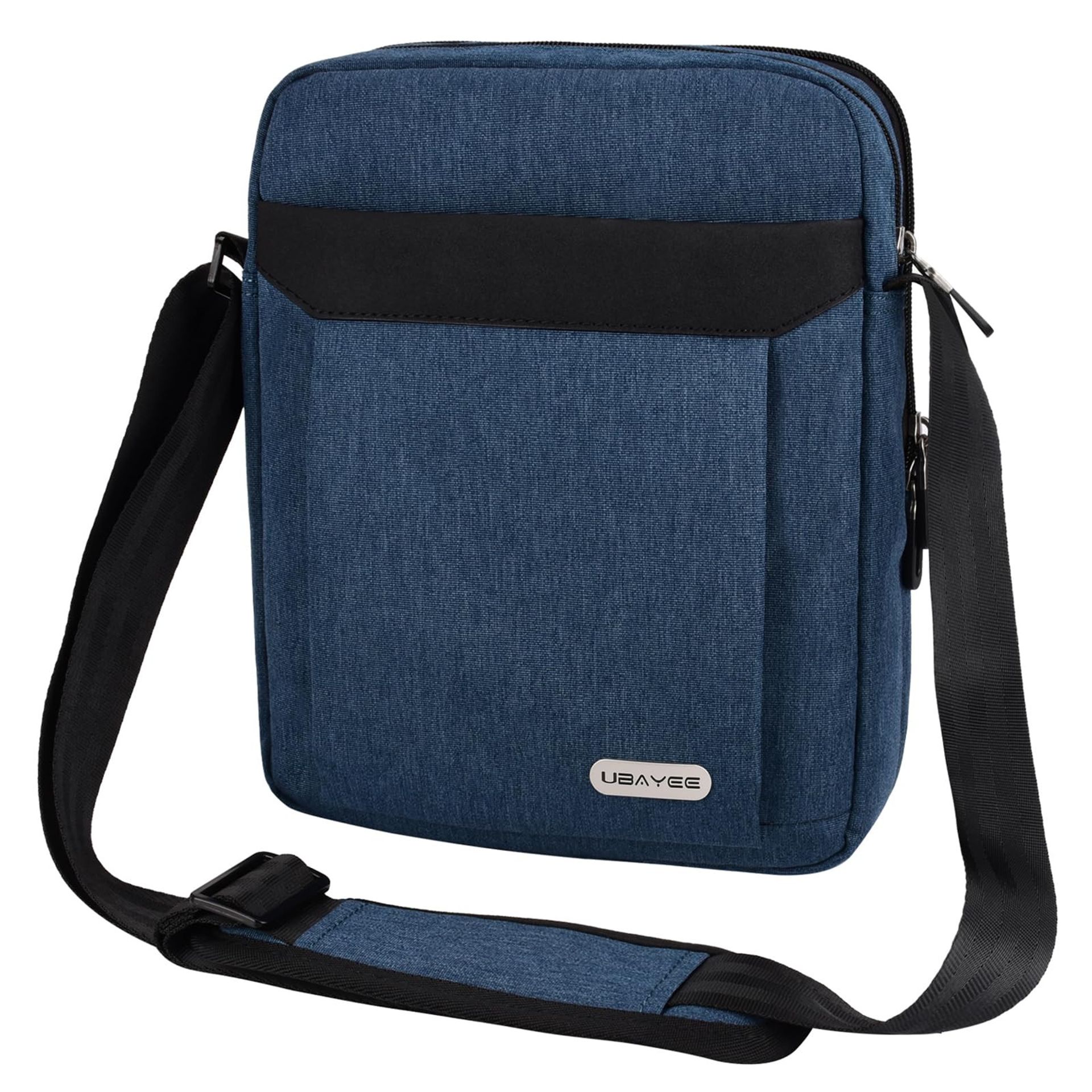 Men's Shoulder Bag with Shock-Absorbing Tablet Pocket Fits 8-10.5 Inch iPad - Navy Blue 10.5 Inches - Student Essentials