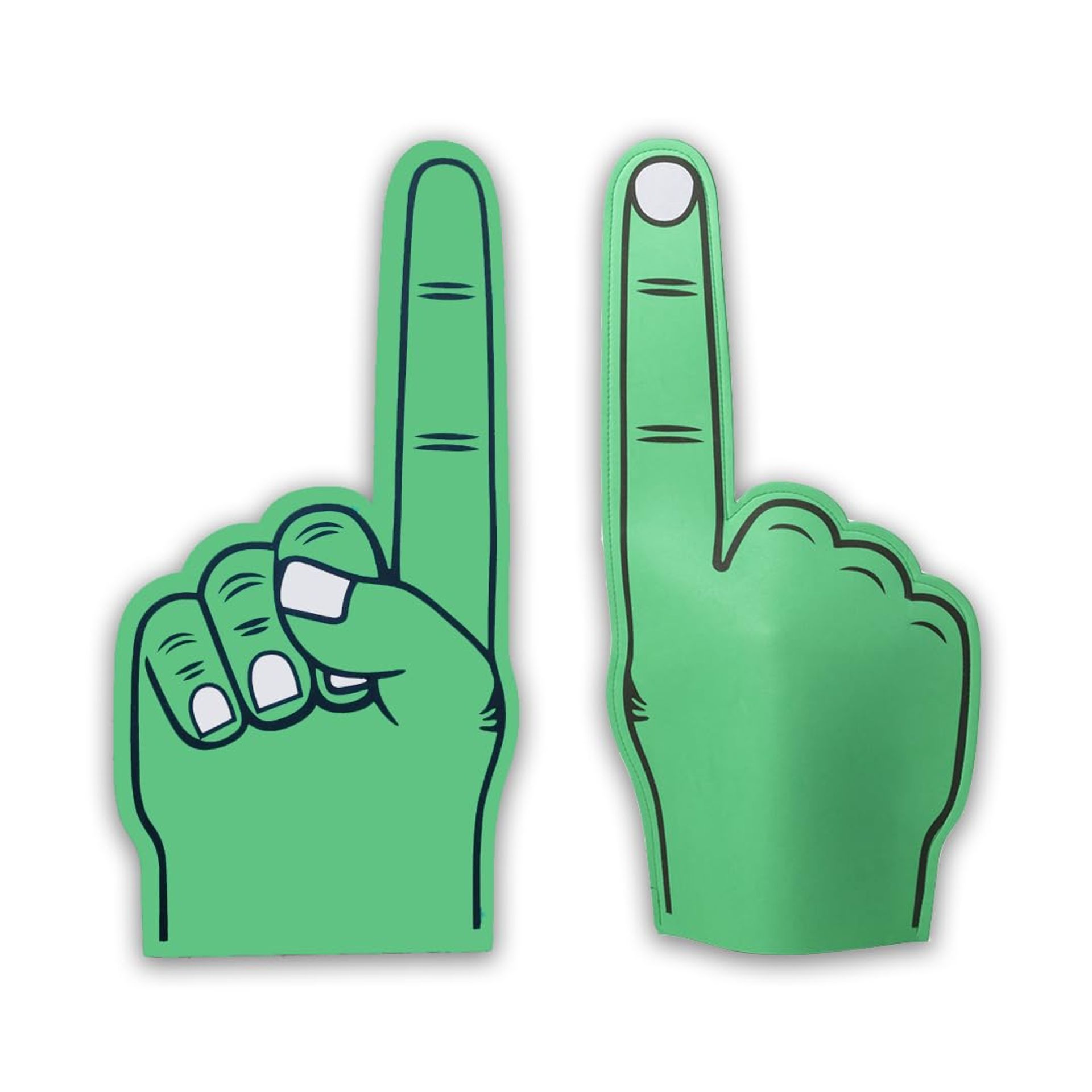 Pack of Giant EVA Foam Hands for Cheering, Parties & Sports Events | Reusable & Customisable Foam Fingers - Green 3 Pack - Student Essentials