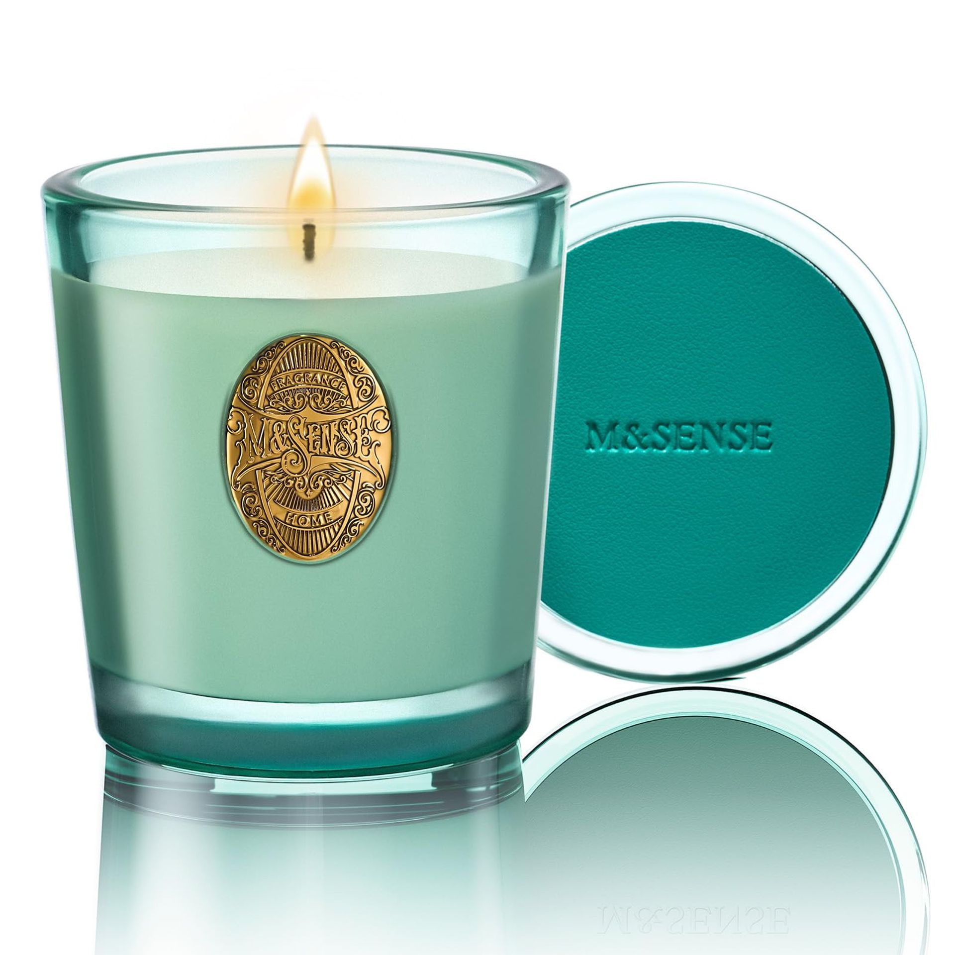 Scented Candle Natural Soy Wax 55 Hours Long Burn Fresh Linen Aroma Gift for Home and Office - Blue 260g - Spring Refresh