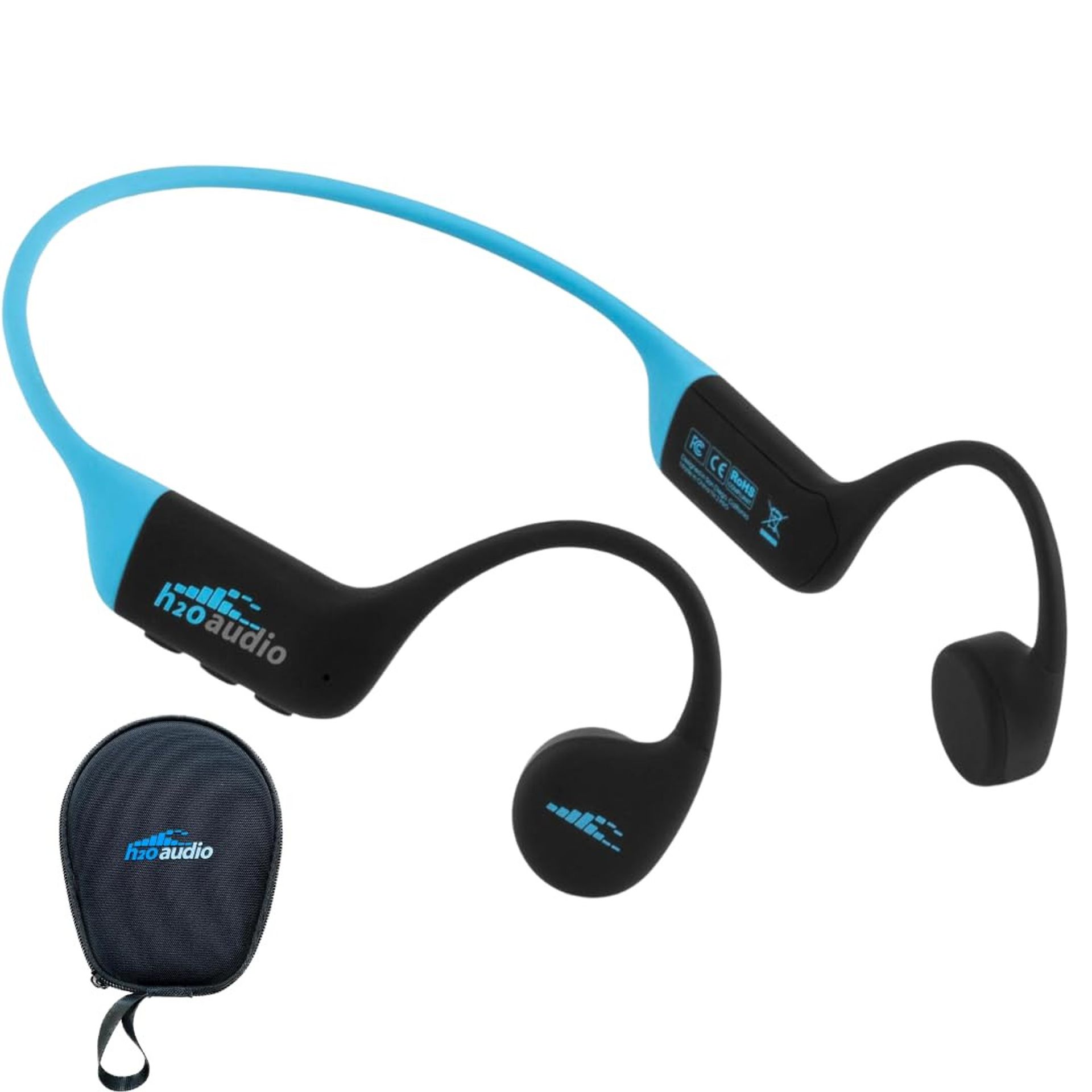 Waterproof Bone Conduction Open Ear Headphones Bluetooth 5.3 MP3 8GB Memory Multisport Use for Running Swimming and Cycling - Black/Blue One Size