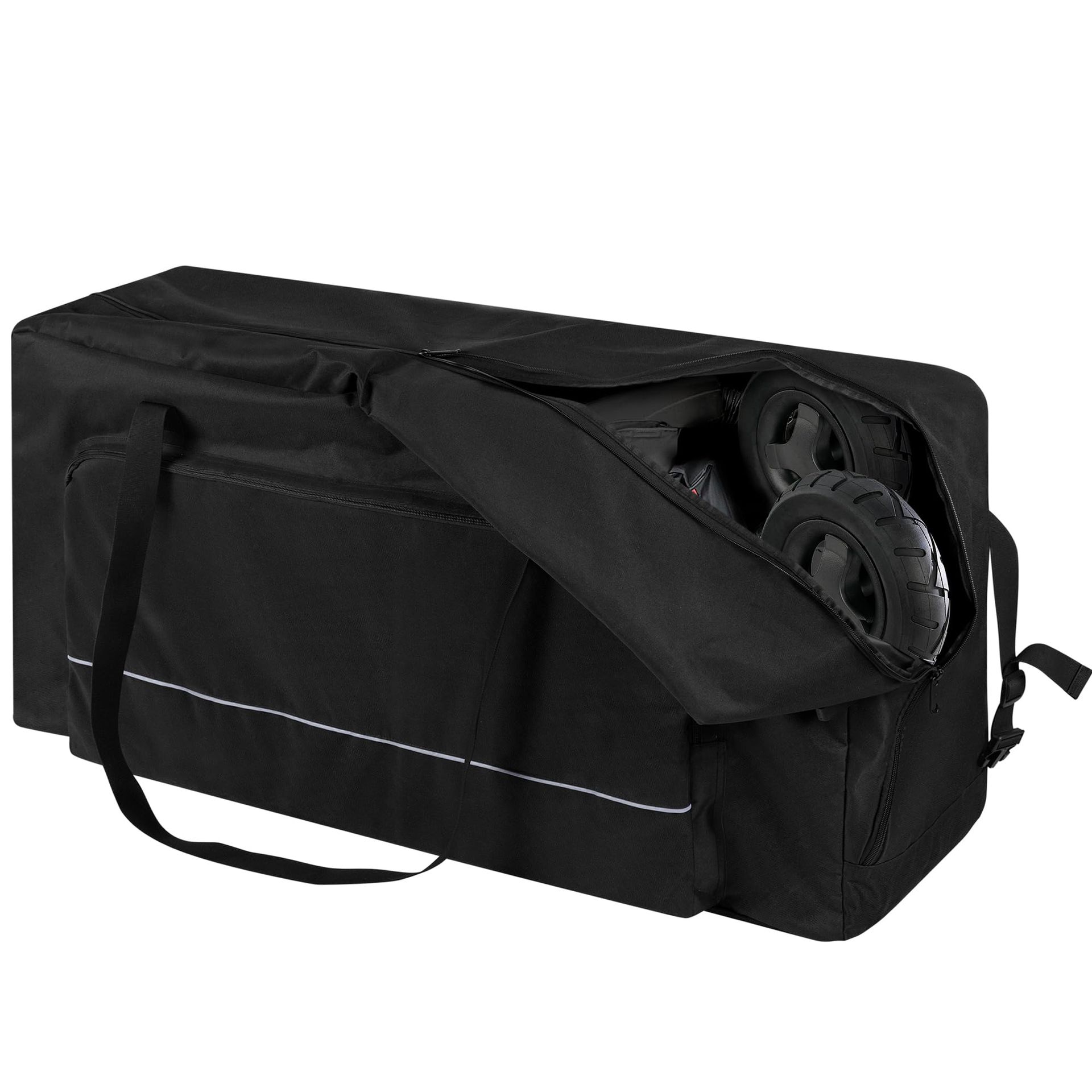 Large Stroller Travel Bag Secure Buckles Padded Handles for Single & Double Jogger Pushchairs - Black EUHR02201