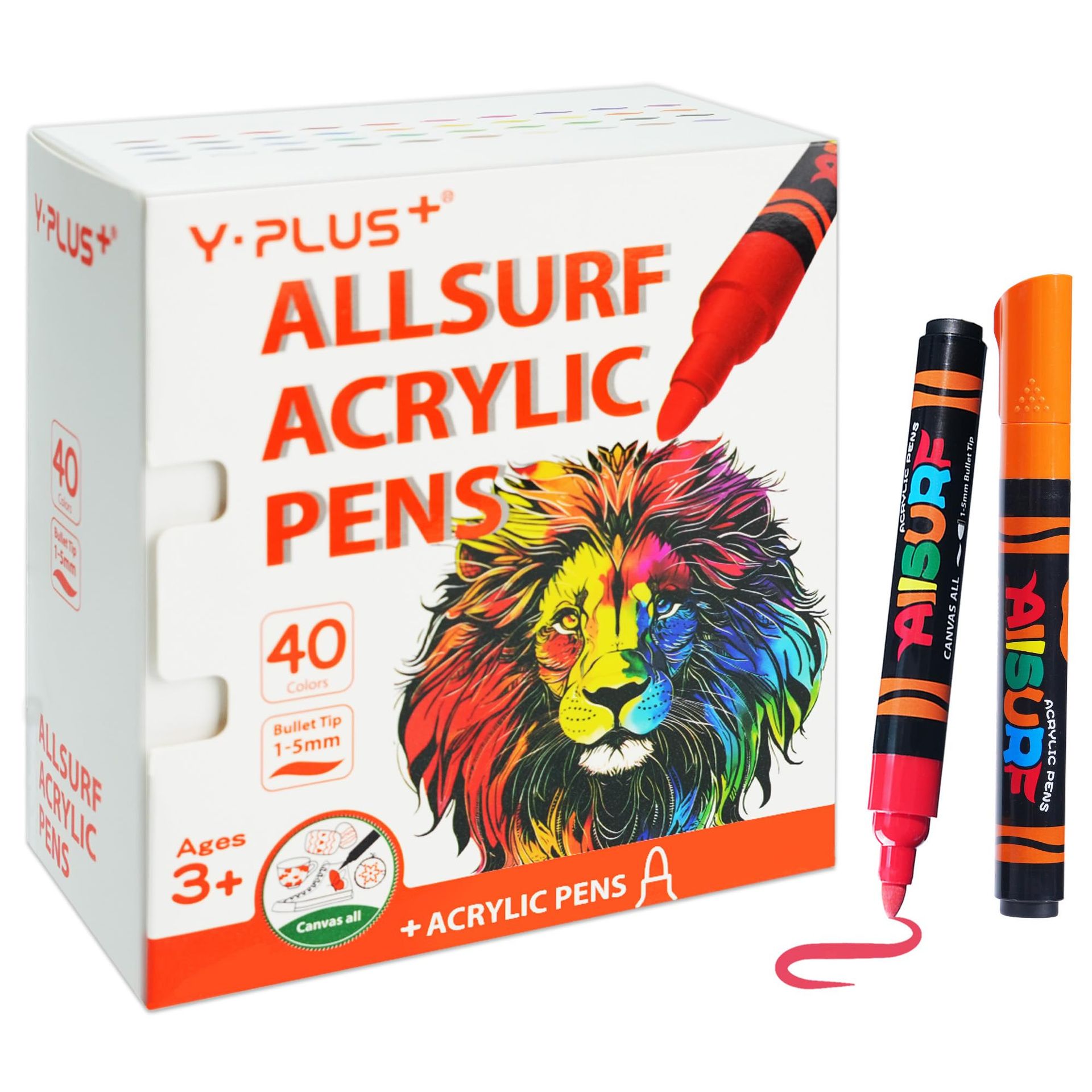 Acrylic Paint Pens for Kids Permanent Fabric & Rock Markers Waterproof Non-Toxic - 40 Colours 40 Count