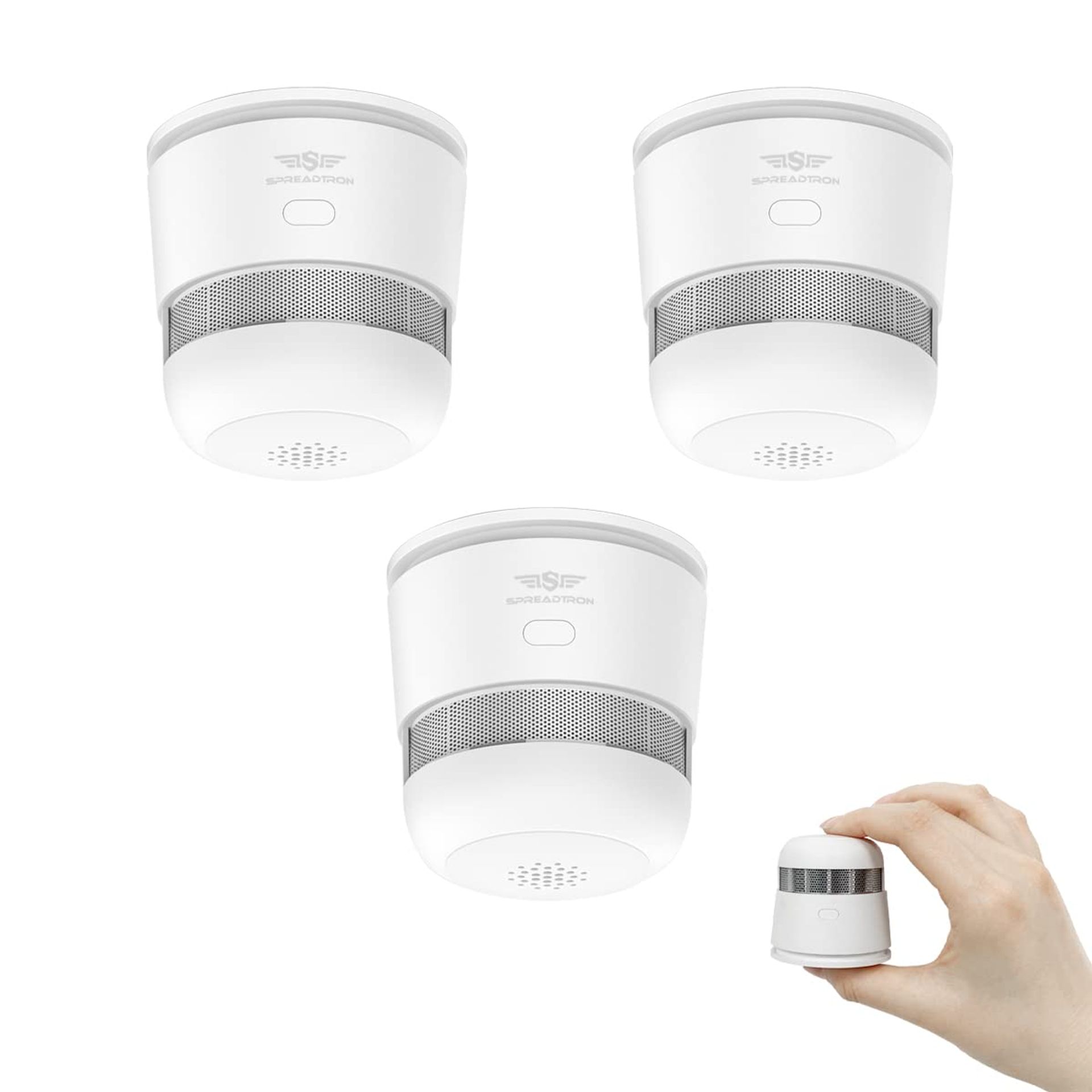 Mini Smoke Alarm Detector 10-Year Battery Photoelectric Fire Sensor 3-Pack CE Certified - White Small