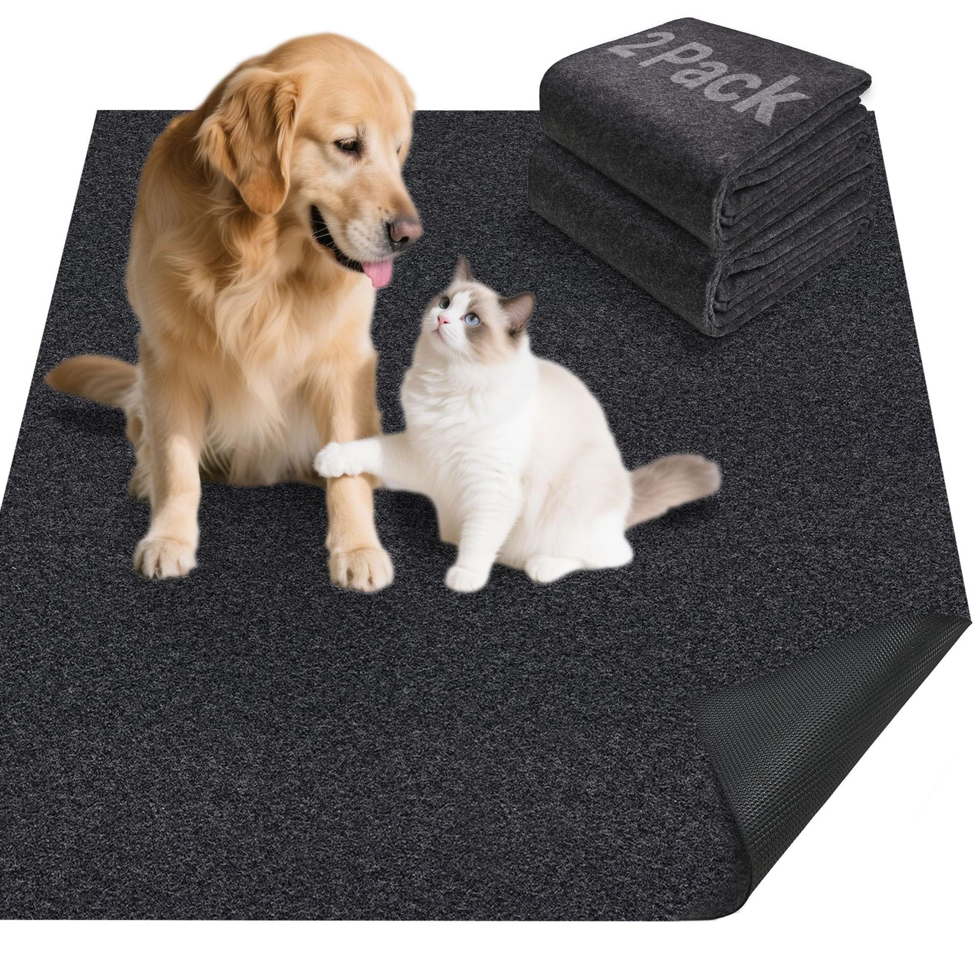 Reusable Dog Training Pad Extra Large Non Slip Washable Pet Mat for Crate, Playpen and House Training - Charcoal 210×300cm