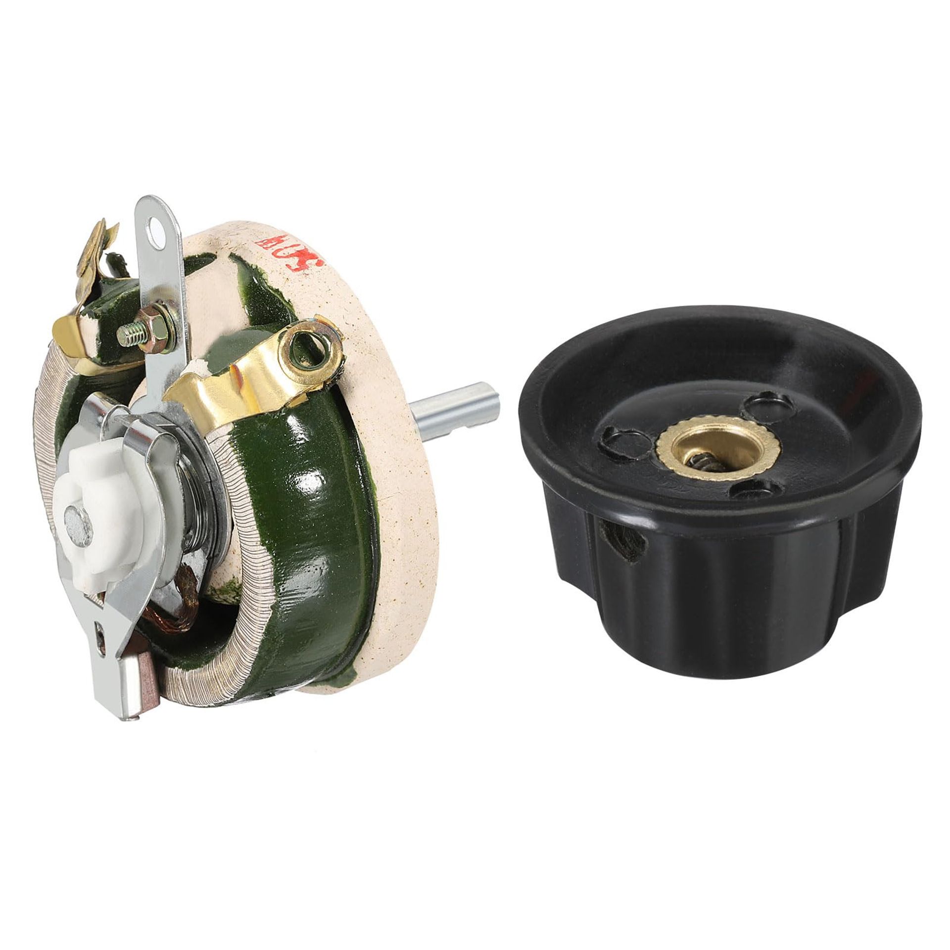 50W 2000 Ohm Ceramic Rheostat Adjustable Wirewound Variable Resistor with Control Knob Cover - Silver