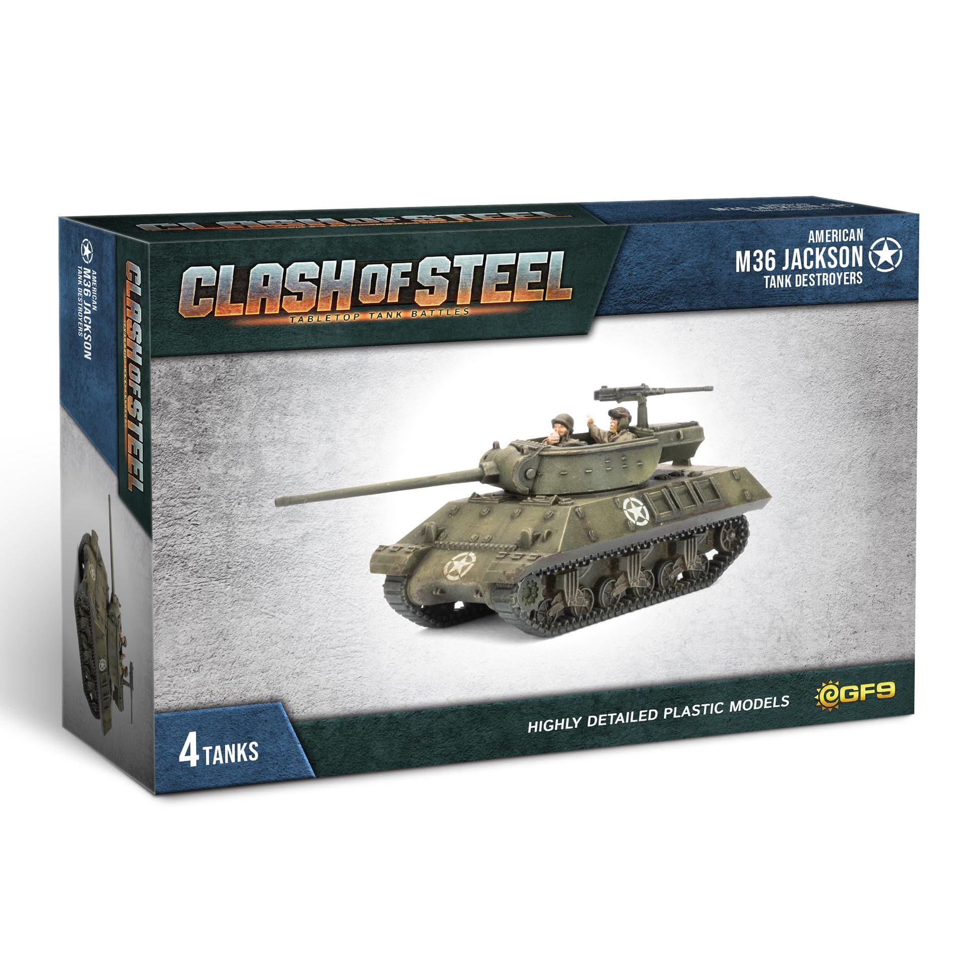 Clash of Steel American M36 Jackson Tank Destroyers 1/100 Scale Model Kit 4 Pack - CSU07 8.5 Inches