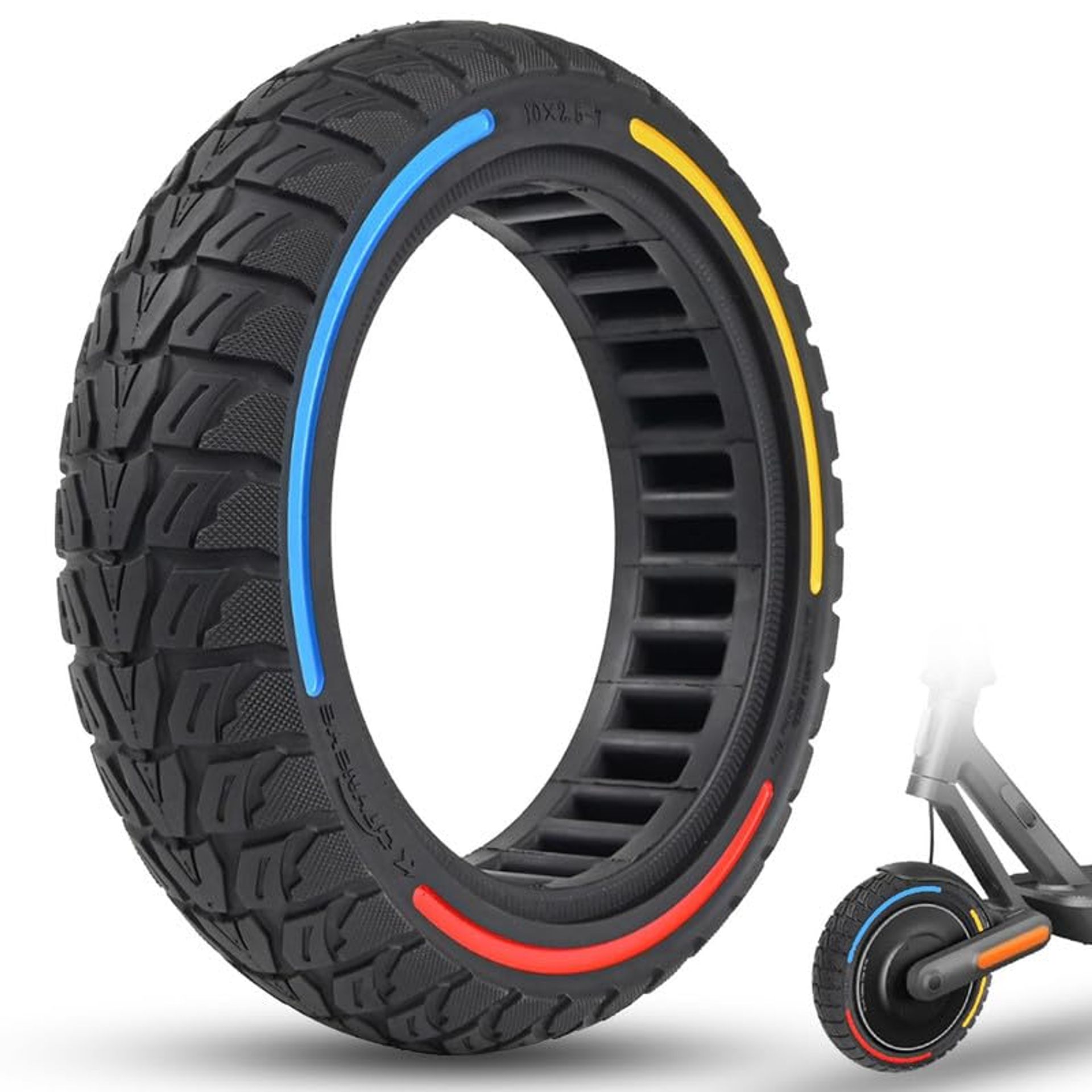 Off Road Solid Tyre for Electric Scooter Durable Anti-Puncture Replacement - 10x2.5-7 60/70-7