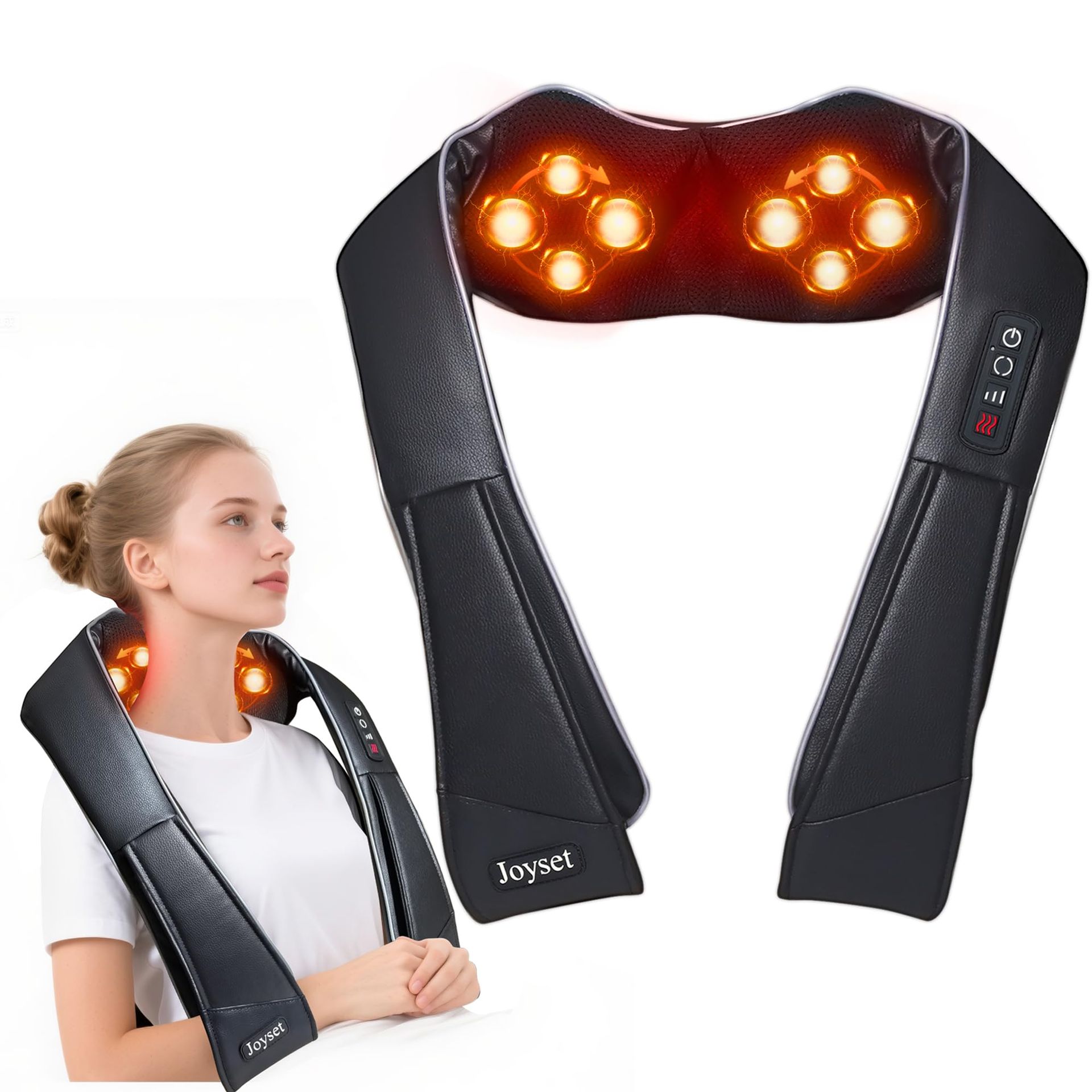 Electric Neck and Back Massager with Heat Deep Tissue 3D Kneading for Pain Relief - Black JS-MA-UK-205 - Valentines