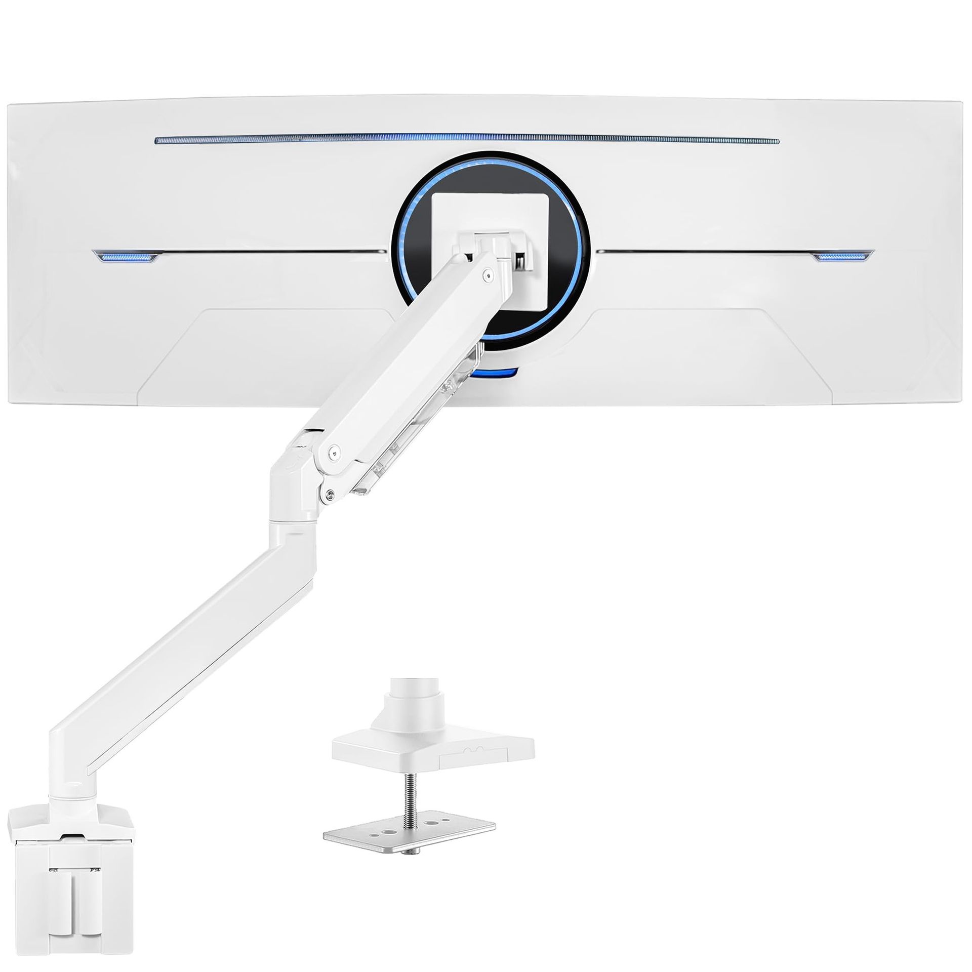 Premium Aluminium Heavy Duty Monitor Arm for Ultrawide Screens up to 49 Inches with Pneumatic Height and Cable Management - White STAND-V101G1W