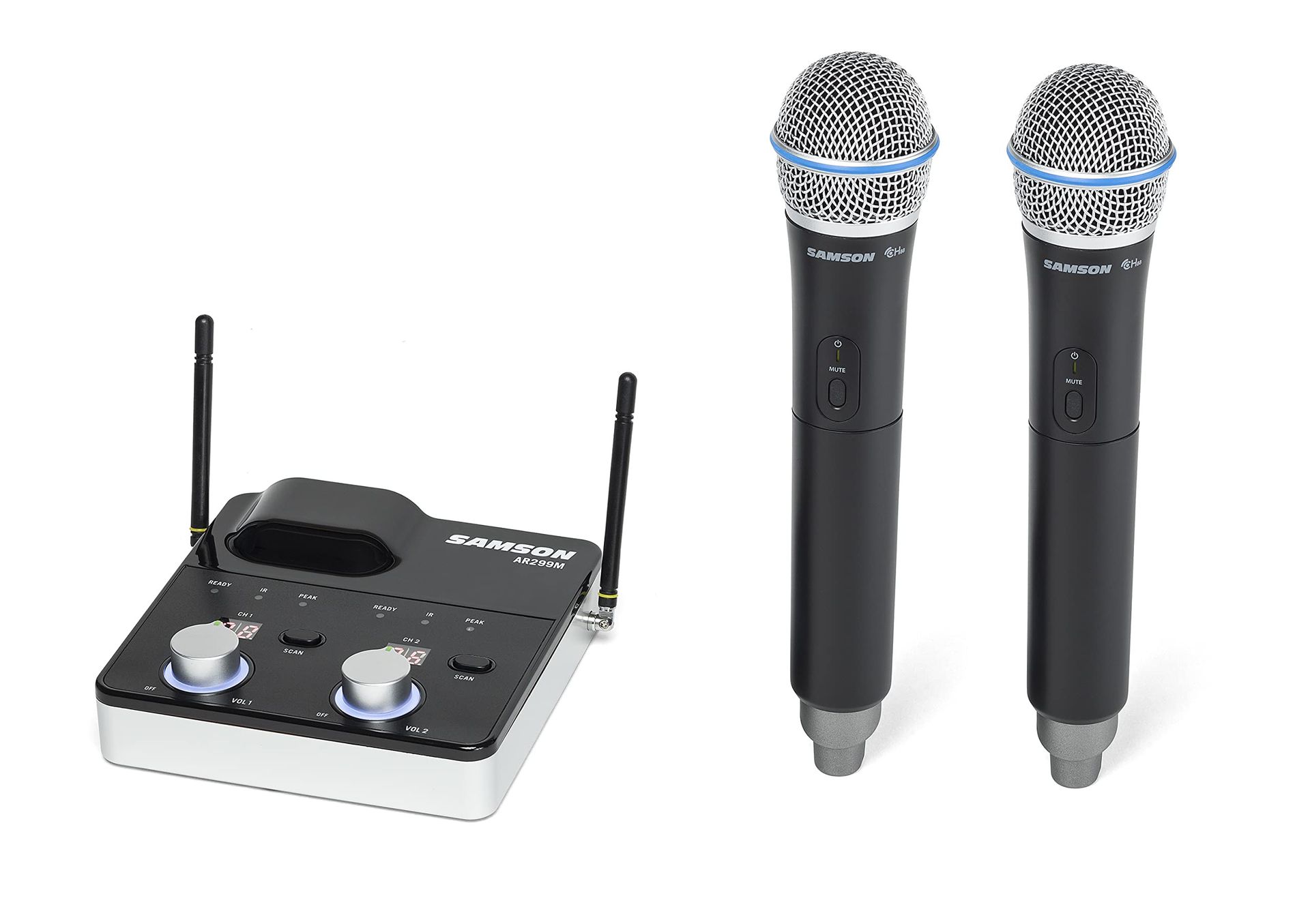 Dual Handheld Wireless Microphone System for Professional Audio & Streaming - Black L Band