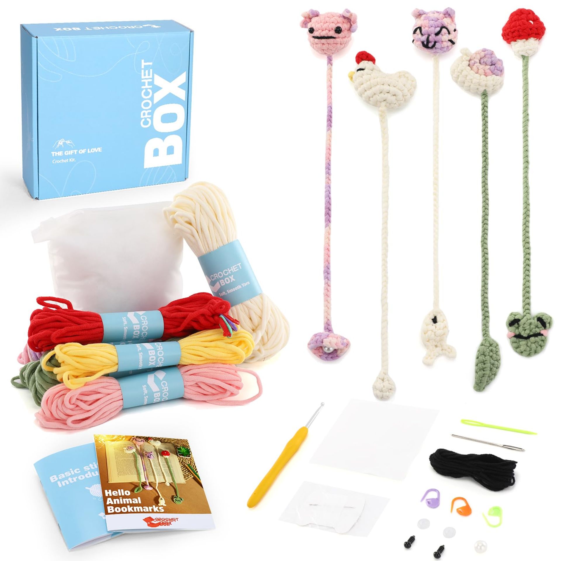Crochet Kit for Beginners with Yarn, Hook, Video Tutorials & Accessories - Brown Orange Black Small