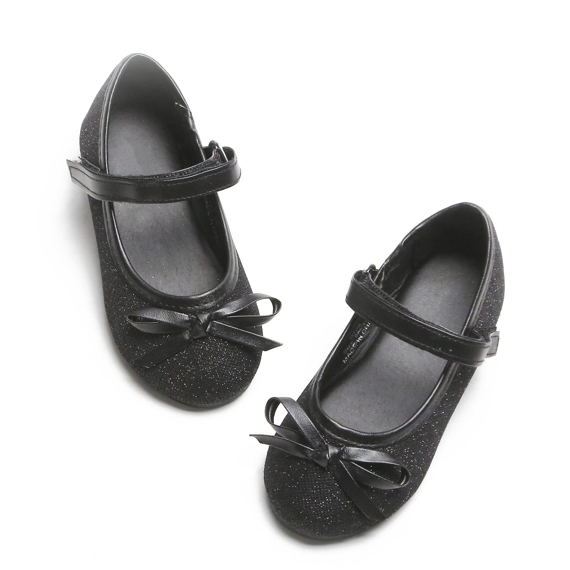 Toddler Girls Mary Jane Dress Shoes Non-Slip Ballet Flats Comfortable Design - Black UK 4 Child