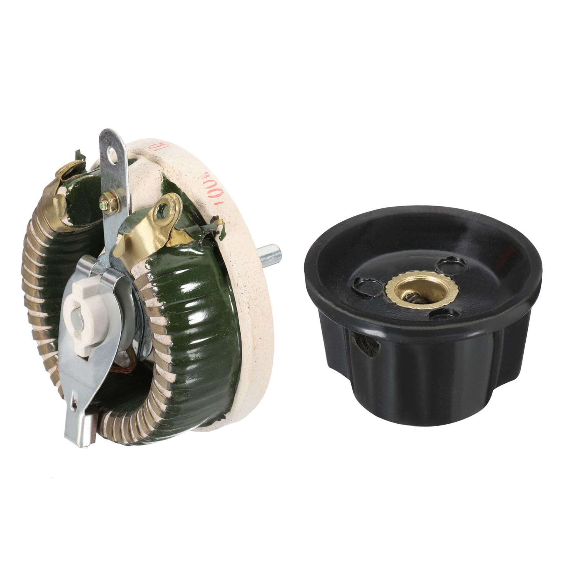 Adjustable Ceramic Rheostat 100W 1 Ohm High Power Wirewound Variable Resistor with Control Knob Cover - Silver