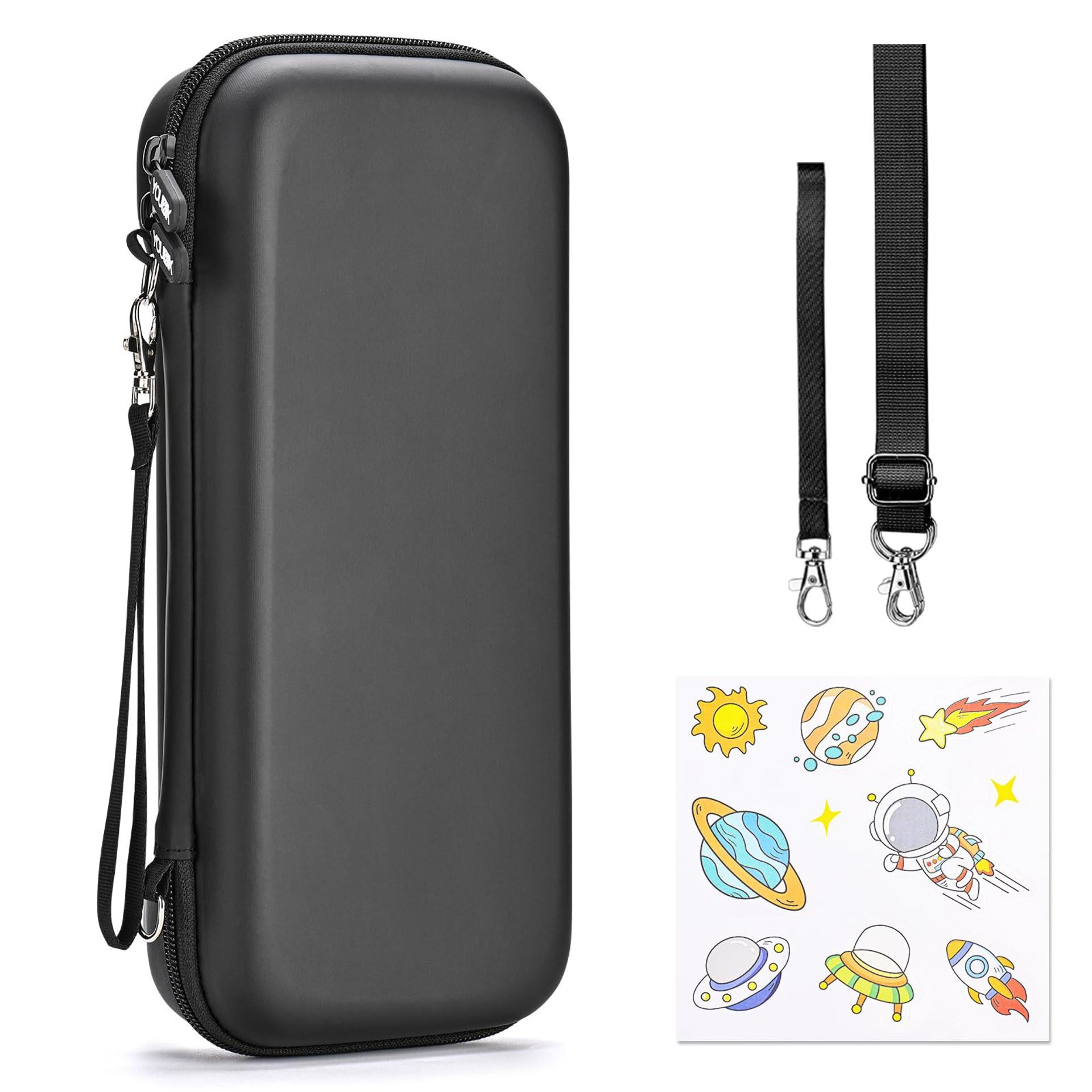 Switch 2 Carrying Case Compatible with Nintendo Switch 2 (2025) 19 Game Card Slots, Shoulder & Wrist Straps, Stickers - Black For Switch 2 (2025)