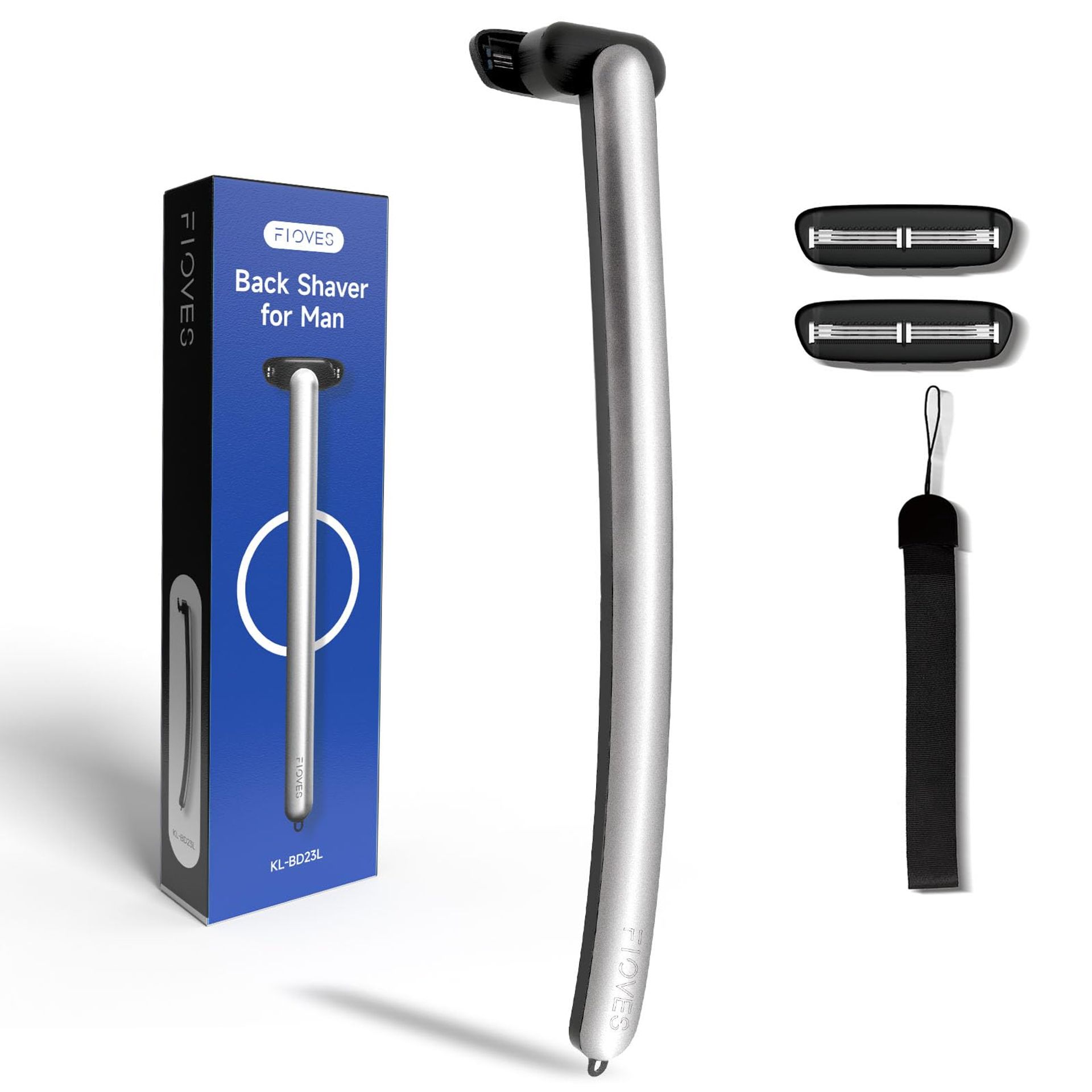 Men's Back Shaver Long Handle Razor 3-Blade Pivoting Head with 3 Refills - Silver 1 Count - Valentines