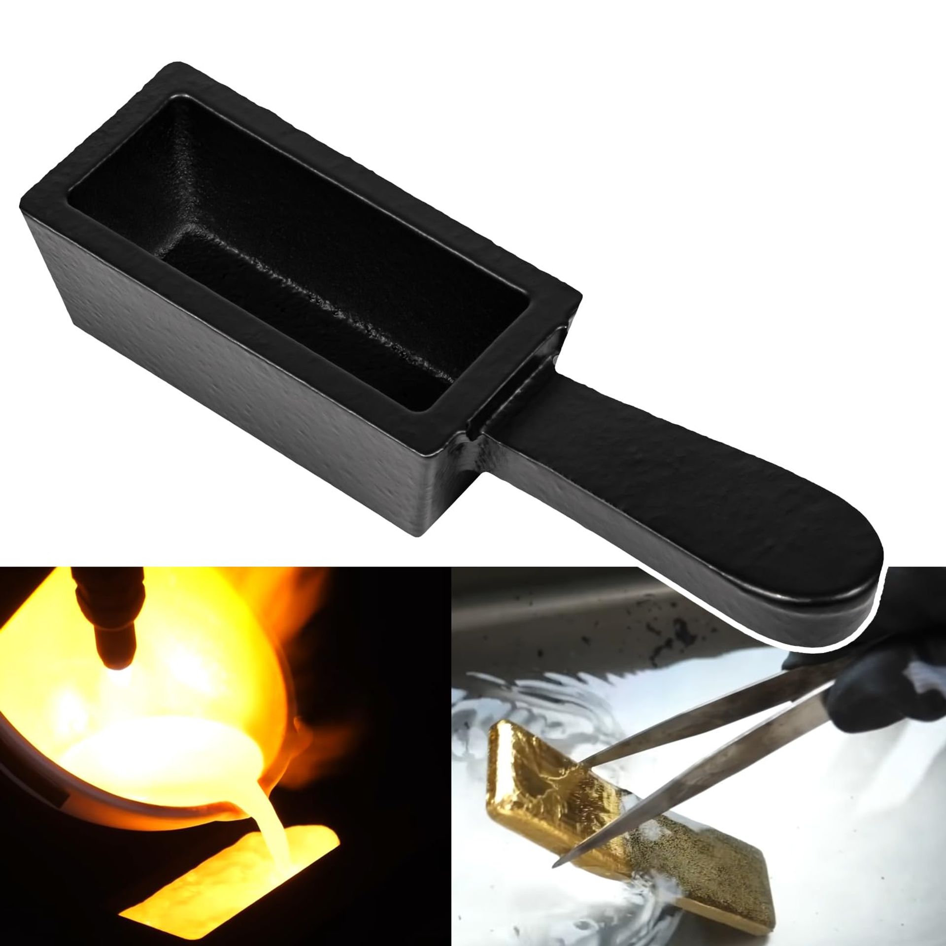 Cast Iron Ingot Mould 25oz Capacity for Gold Silver Copper Refining - Black Cast Iron