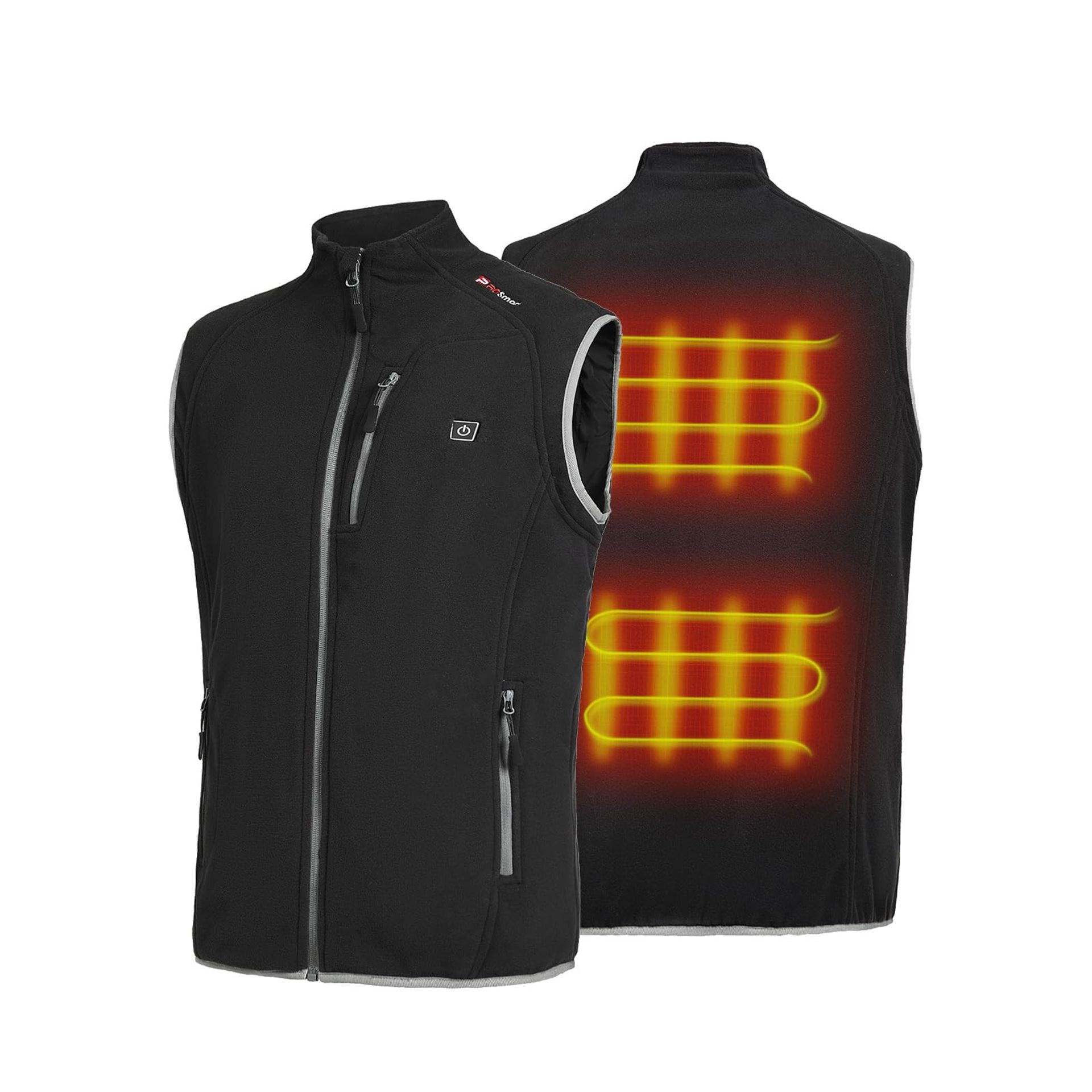 Heated Vest Polar Fleece Lightweight USB Rechargeable Unisex Gilet with Adjustable Temperature Control - Black XL