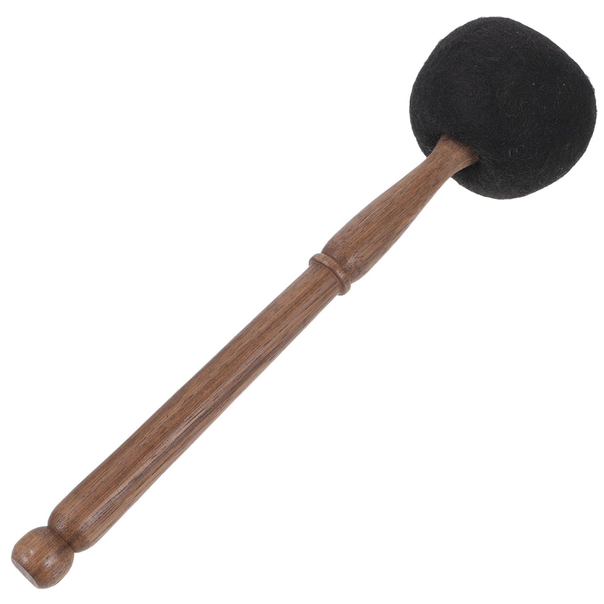 Tibetan Felt Head Singing Bowl Mallet Wooden Handle for Meditation, Yoga and Sound Therapy - Black 28cm