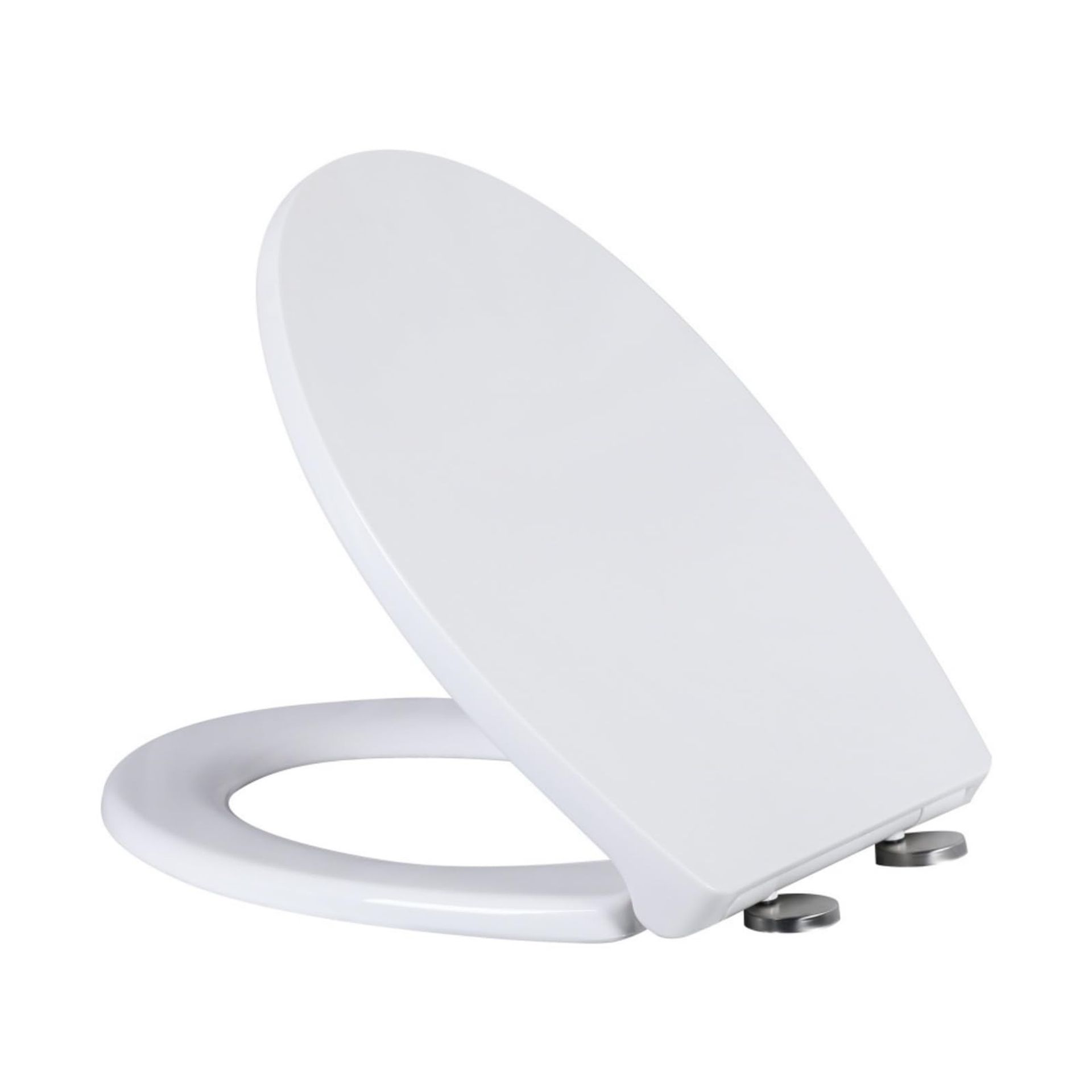 Oval Quick Release Toilet Seat Soft Close Top Fix Easy Clean Standard Fit - White 44.6x37x4cm