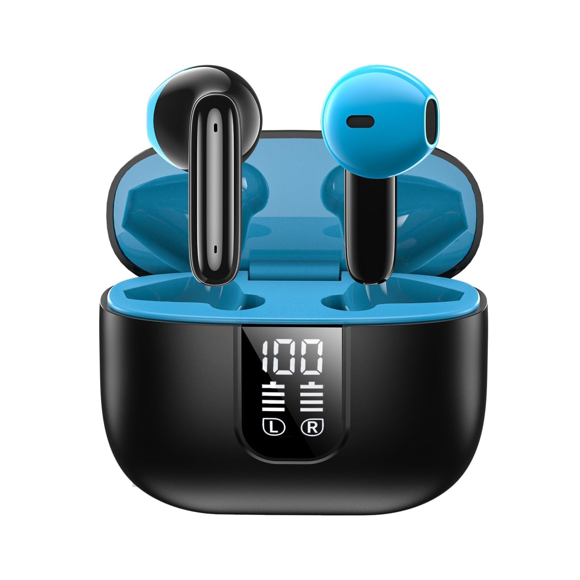 Wireless Earbuds Bluetooth 5.3 with Active Noise Cancellation Sweat-Resistant Lightweight Design - Black/Blue H2O-RIPT-LIT-BLK