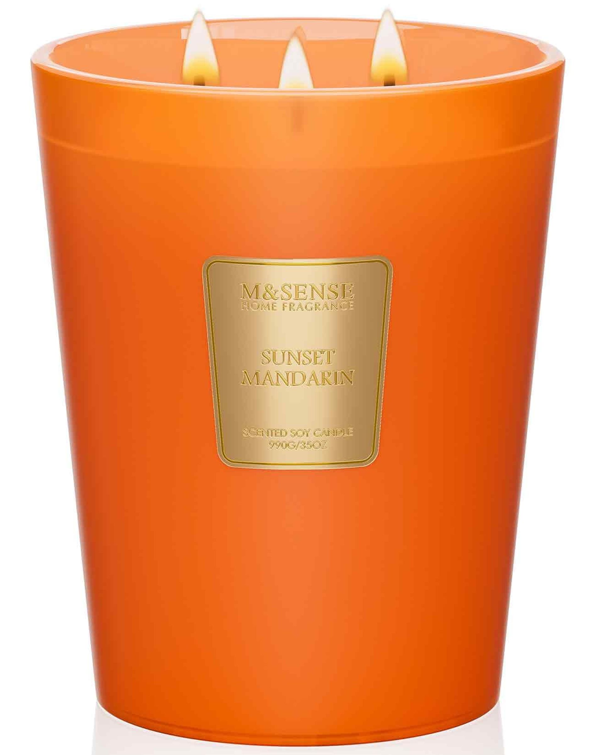 Extra Large Soy Scented Candle 3-Wick Long Burning Home Fragrance Gift - Sunset Mandarin 900g - Valentines