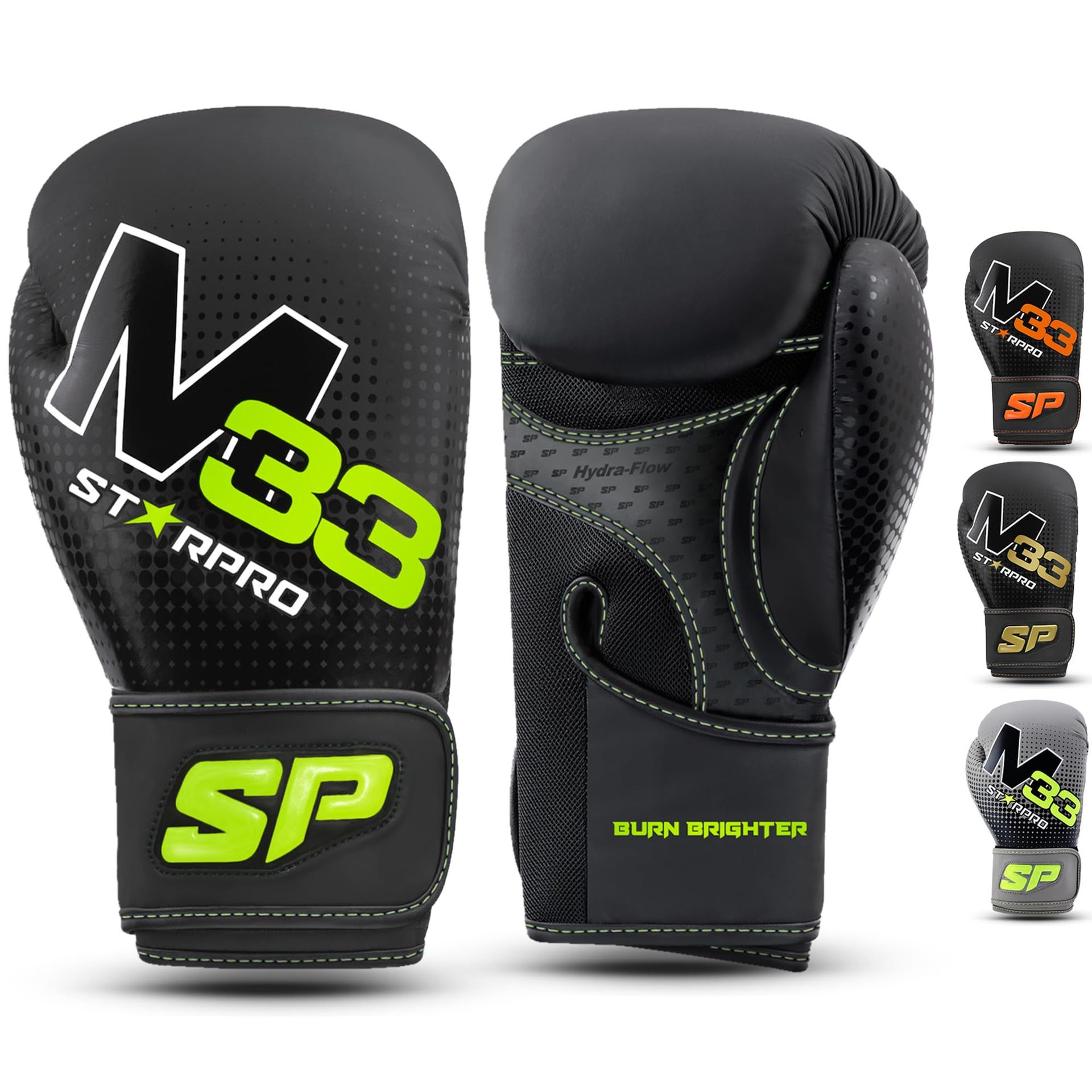 Boxing Training & Sparring Gloves for Men & Women with Wrist Support & Breathable Mesh - Matte Black 12oz