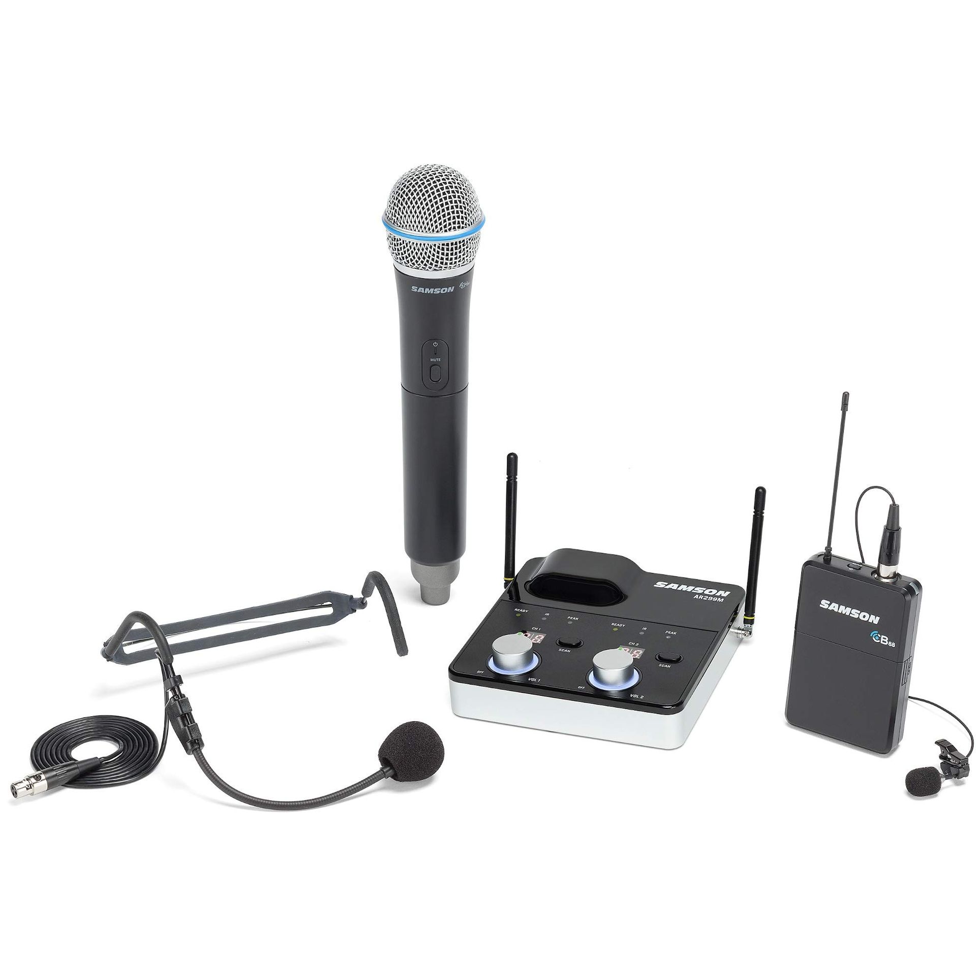 Wireless Microphone System Dual-Channel Receiver for Professional Audio & Live Streaming - Black L Band - Student Essentials