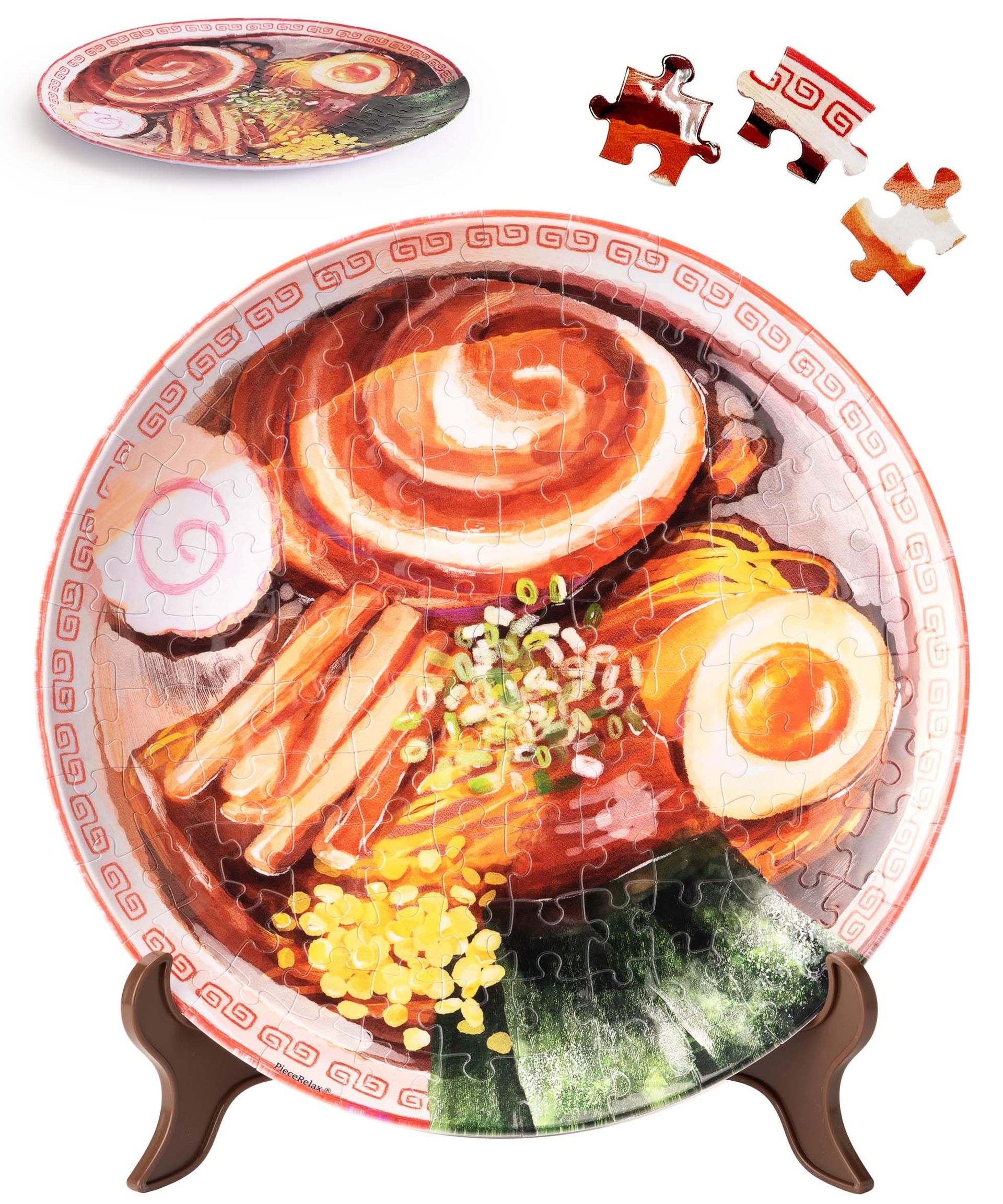 3D Puzzle Plate for Adults 124 Pieces Decorative Jigsaw Ramen Design - Soy Sauce Chashu Ramen 124 Pieces - Spring Refresh