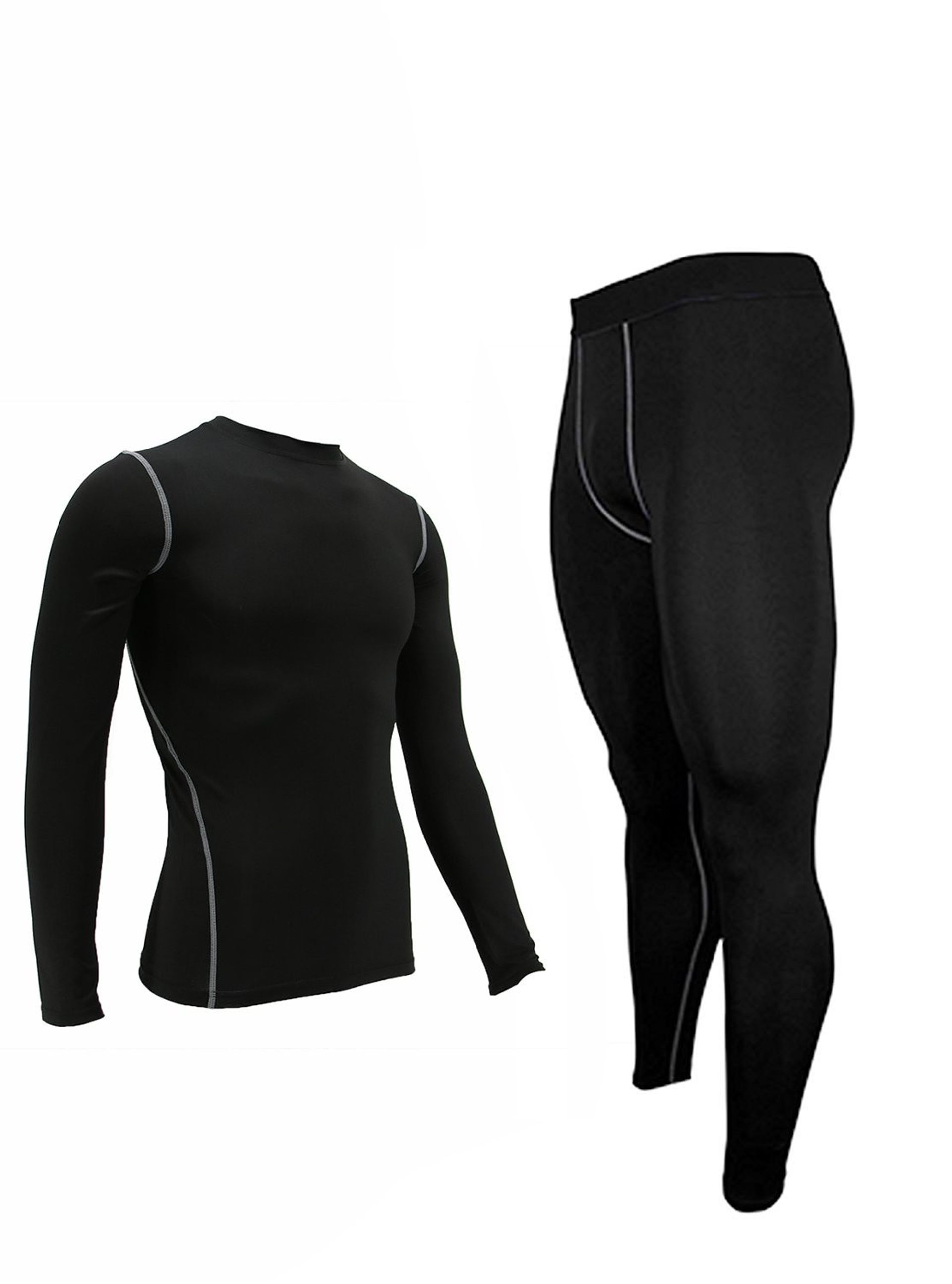 Men's Thermal Underwear Set Lightweight Moisture Wicking Base Layer Crew Neck - Black XL