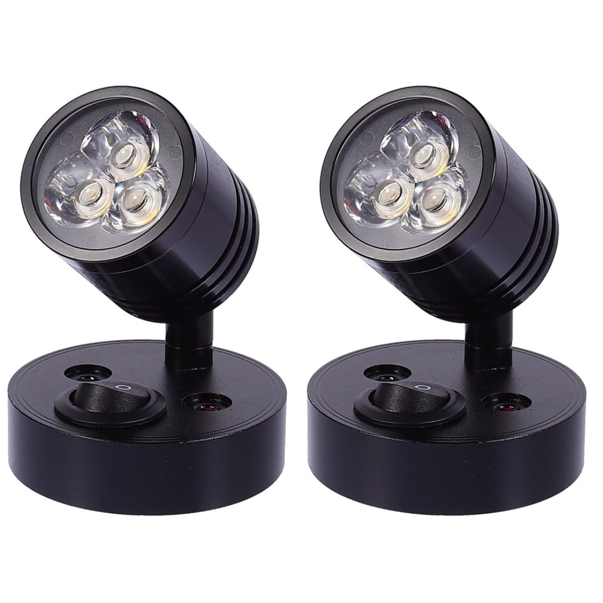 12V LED Interior Light Adjustable Ceiling or Wall Mount for Campervan, RV, Boat or Motorhome - Black 5.7x5.7x9cm