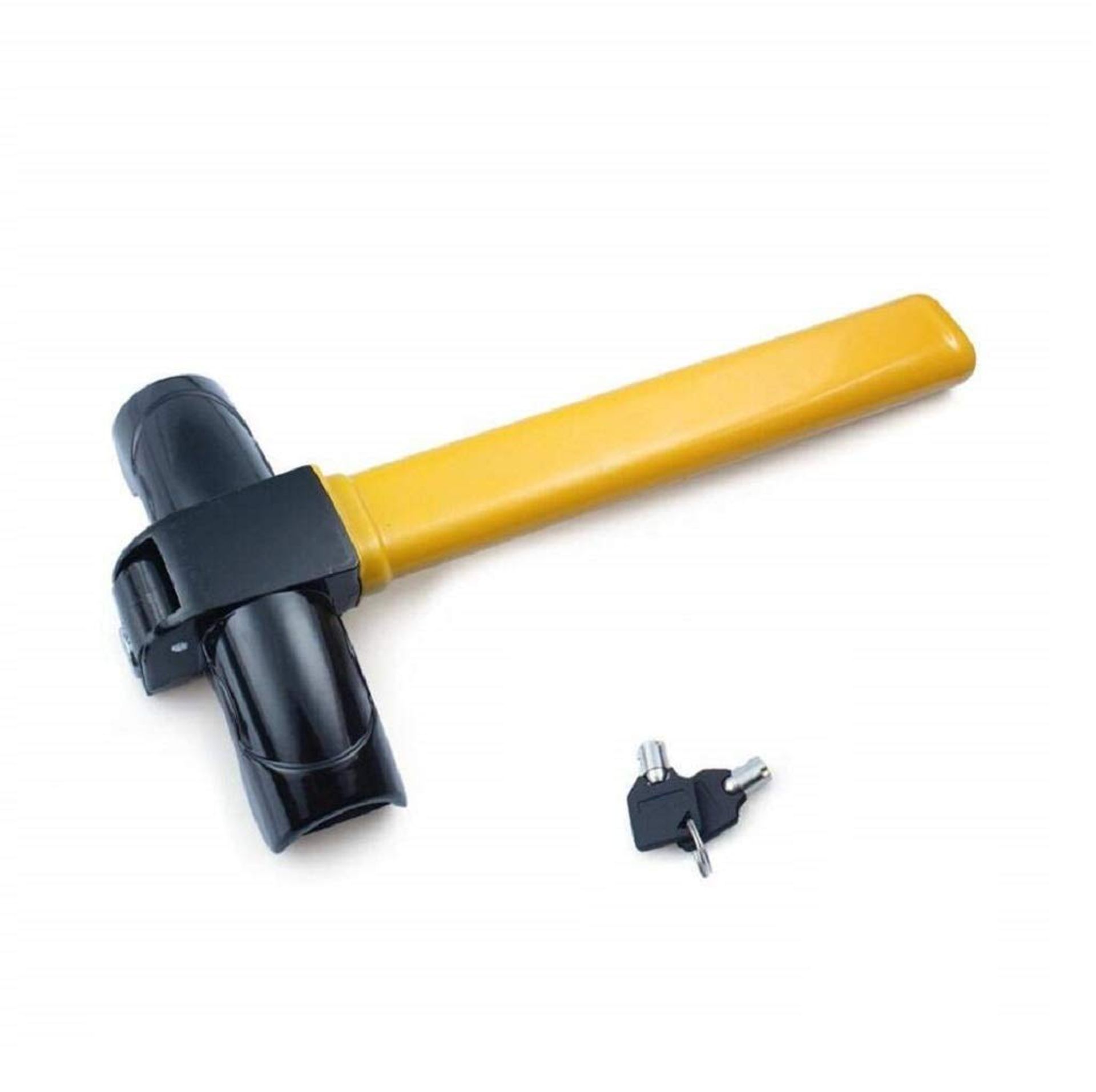 Universal Car Steering Wheel Lock Heavy-Duty Anti-Theft Rotary Latch for Vehicle Security - Black Yellow