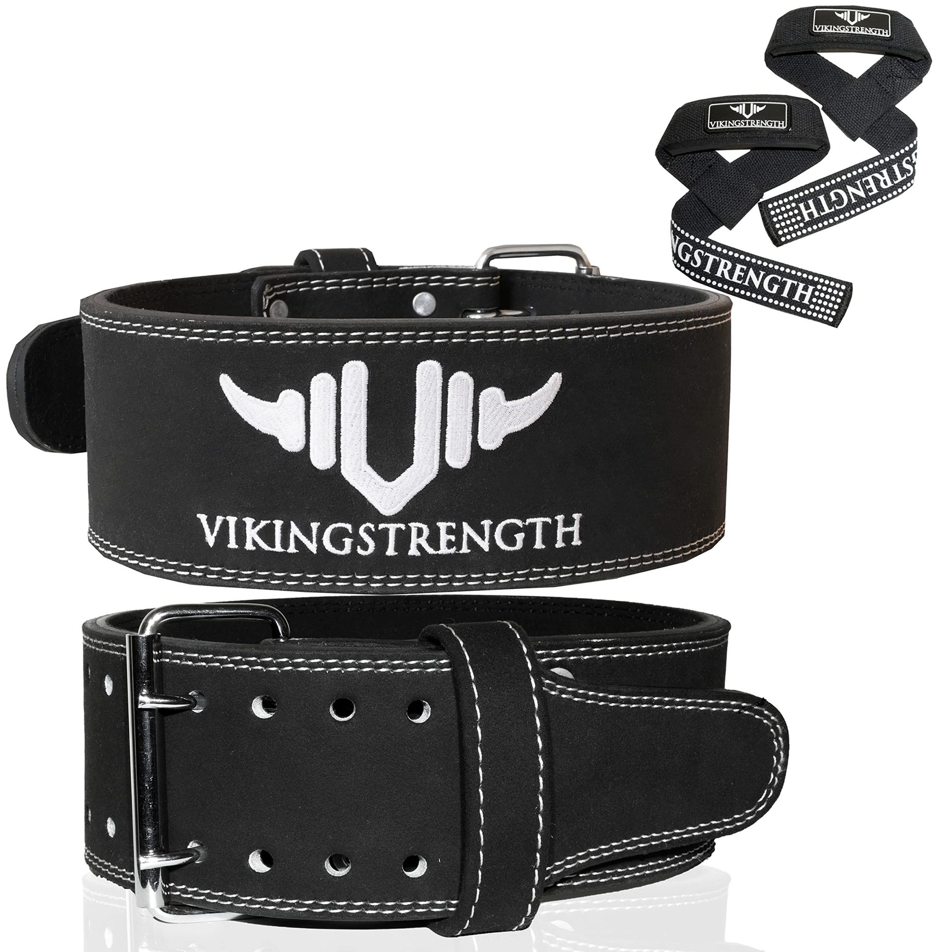 Premium Weight Lifting Belt with Lifting Straps for Squat, Powerlifting and CrossFit - Black XL