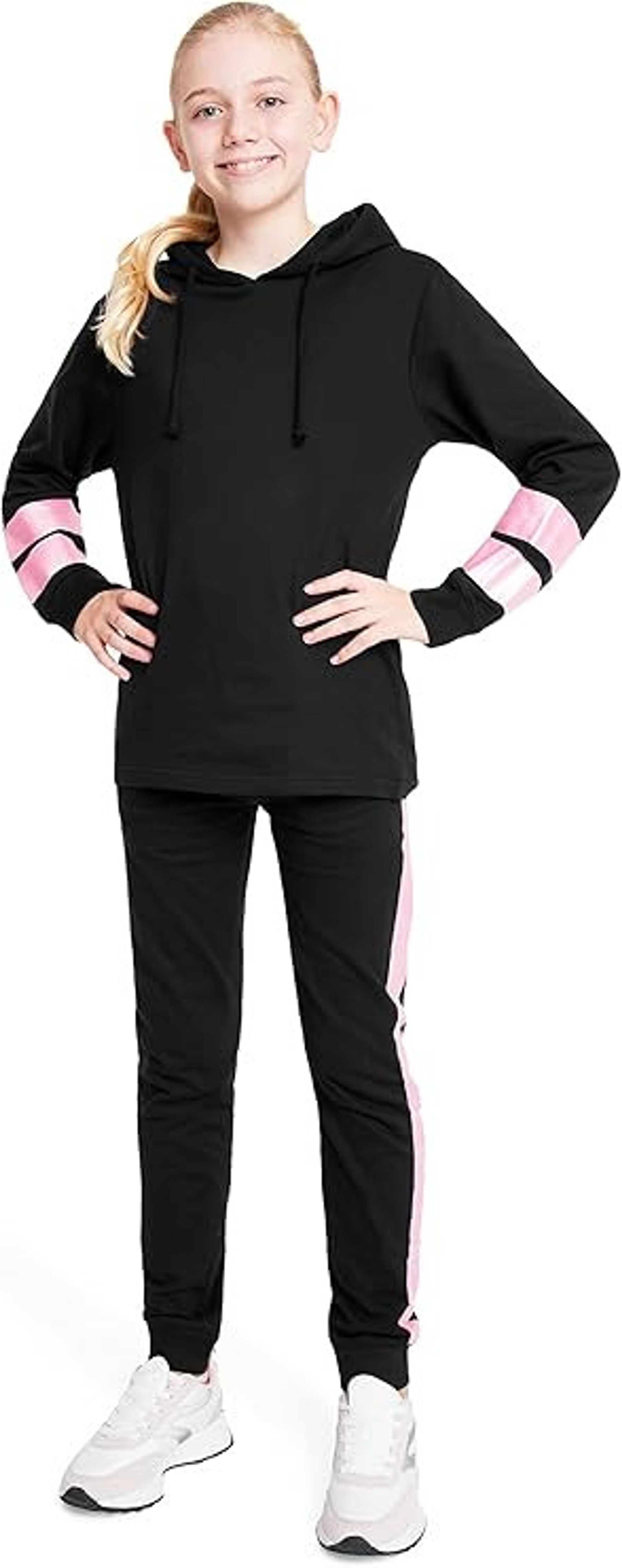 Girls Tracksuit Set with Hoodie & Joggers - Comfortable Rose Gold Activewear for Ages 13-14
