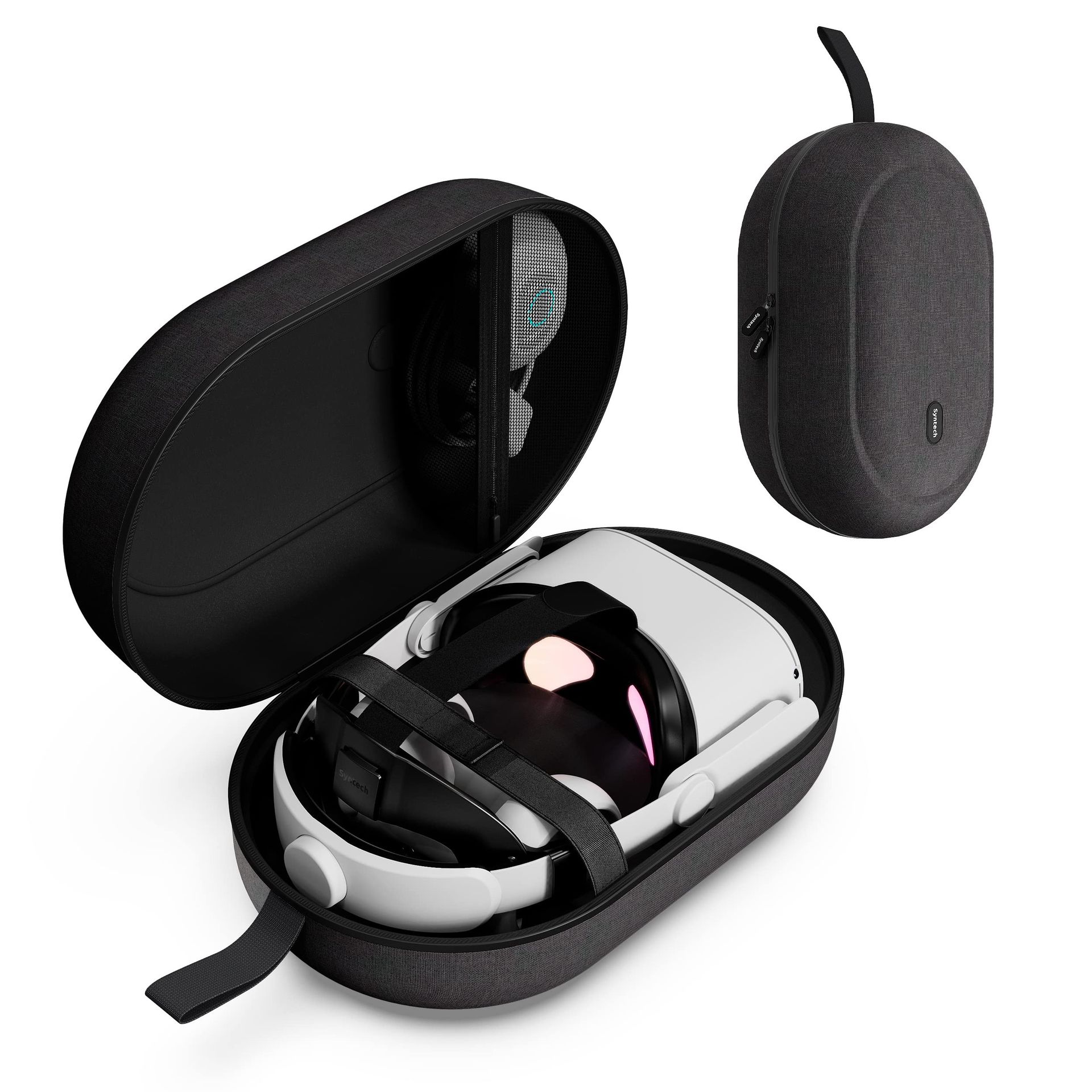 VR Headset Large Hard Carrying Case Compatible with Meta Quest 3/2/Pro and Pico 4 Accessories Travel Storage by Syntech - Black Large