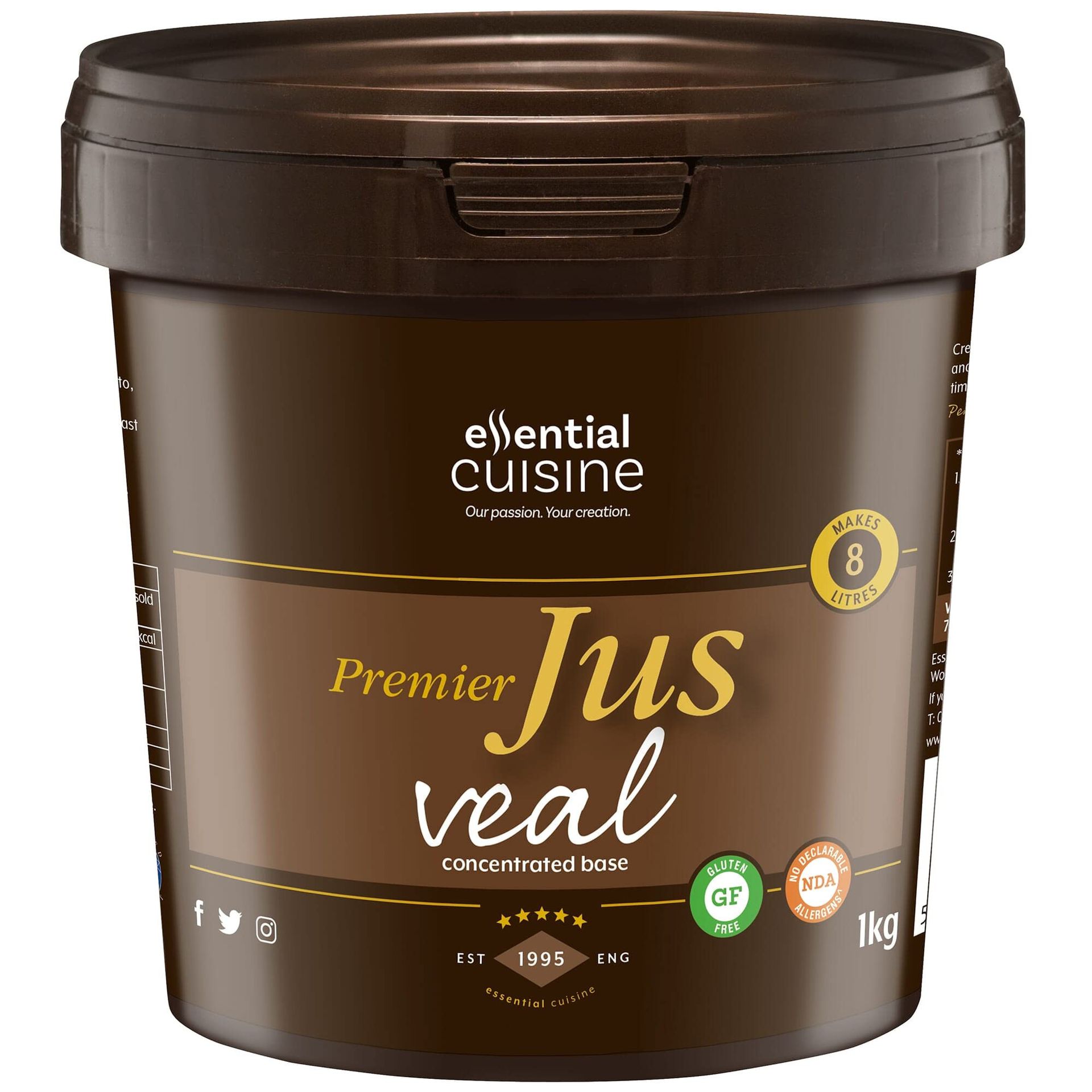 Premier Veal Jus Concentrated Base for Cooking, Restaurant-Quality Flavour Enhancer - Brown 1kg