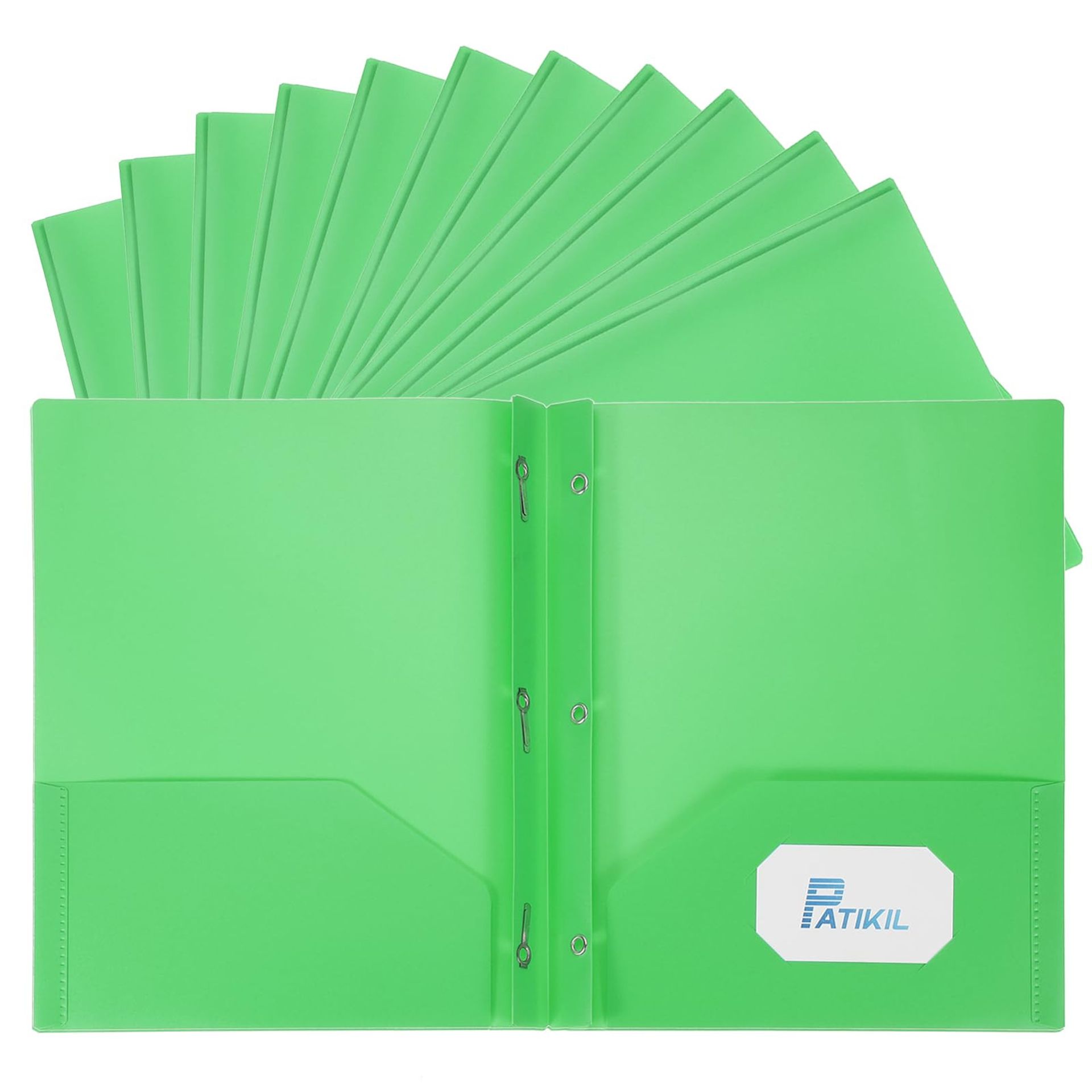 Pocket Folders with Prongs Heavy Duty Plastic 60 Pack Letter Size for Documents and Reports - Green 9.3x11.4"