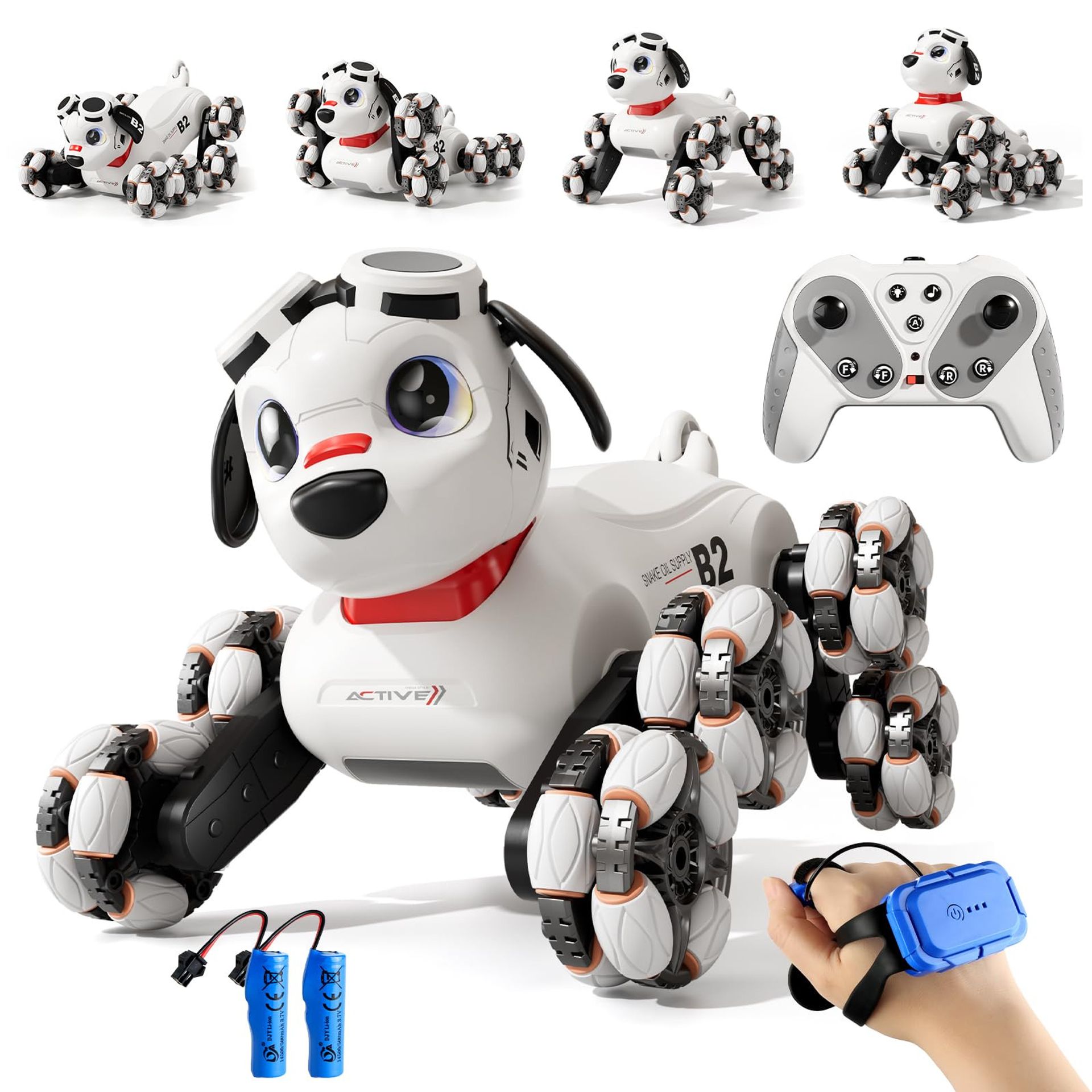 Gesture Sensing Stunt Robot Dog 8WD RC Car Toy with Lights & Sounds for Kids Ages 6-13 - Grey 688A-6