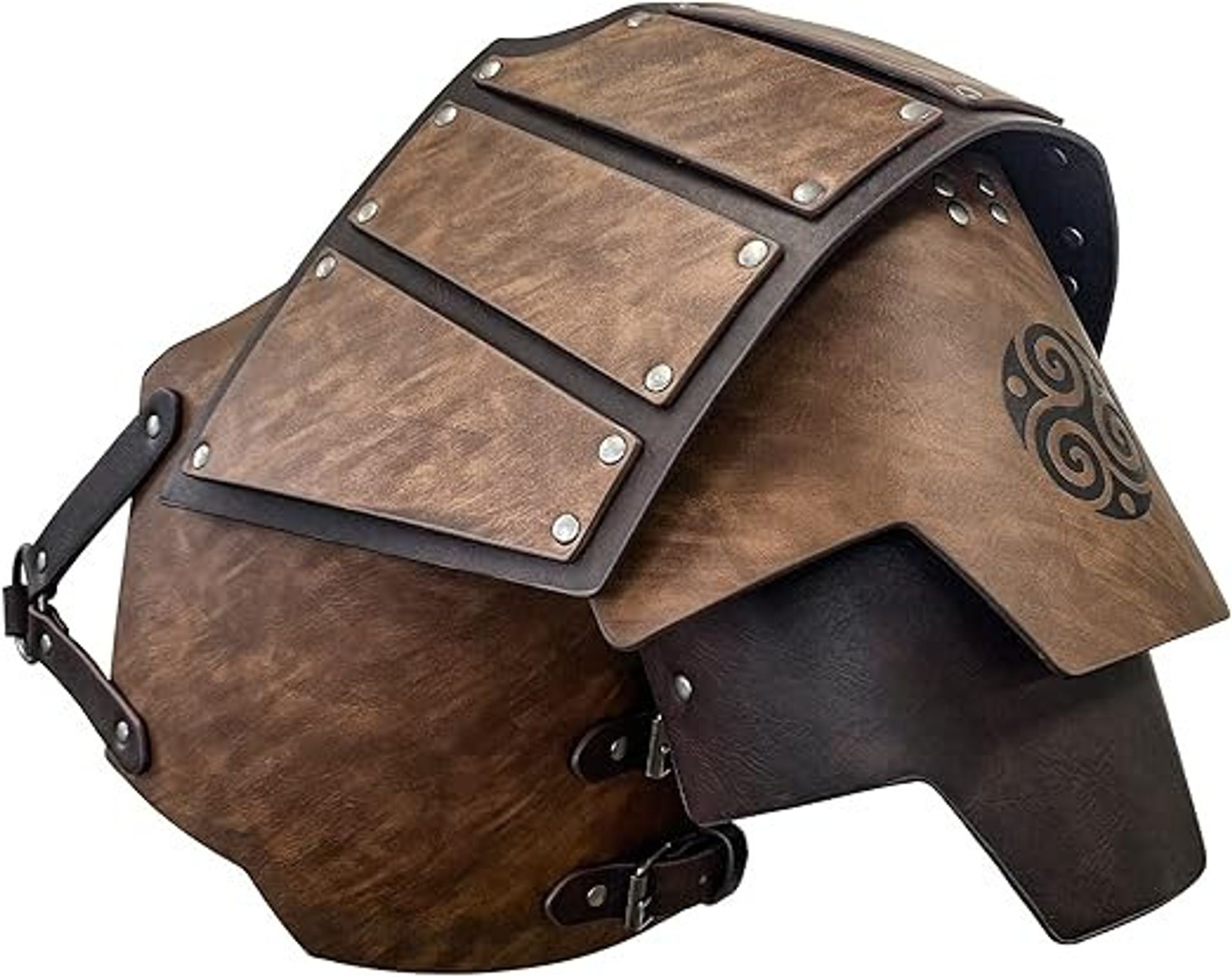 Viking Medieval Faux Leather Single Pauldron Shoulder Armour for LARP & Cosplay - Brown L