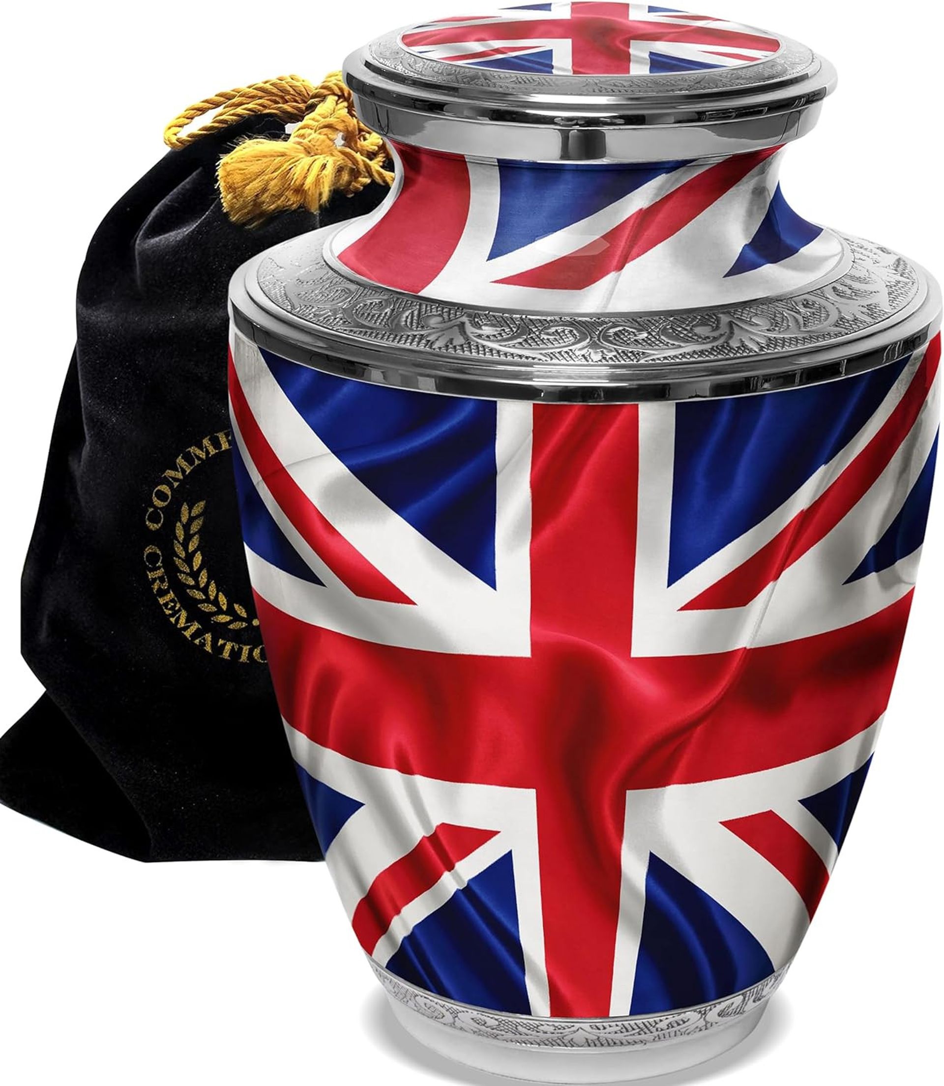 Cremation Urn for Human Ashes Handcrafted Memorial Keepsake Adult Men & Women - UK Flag L