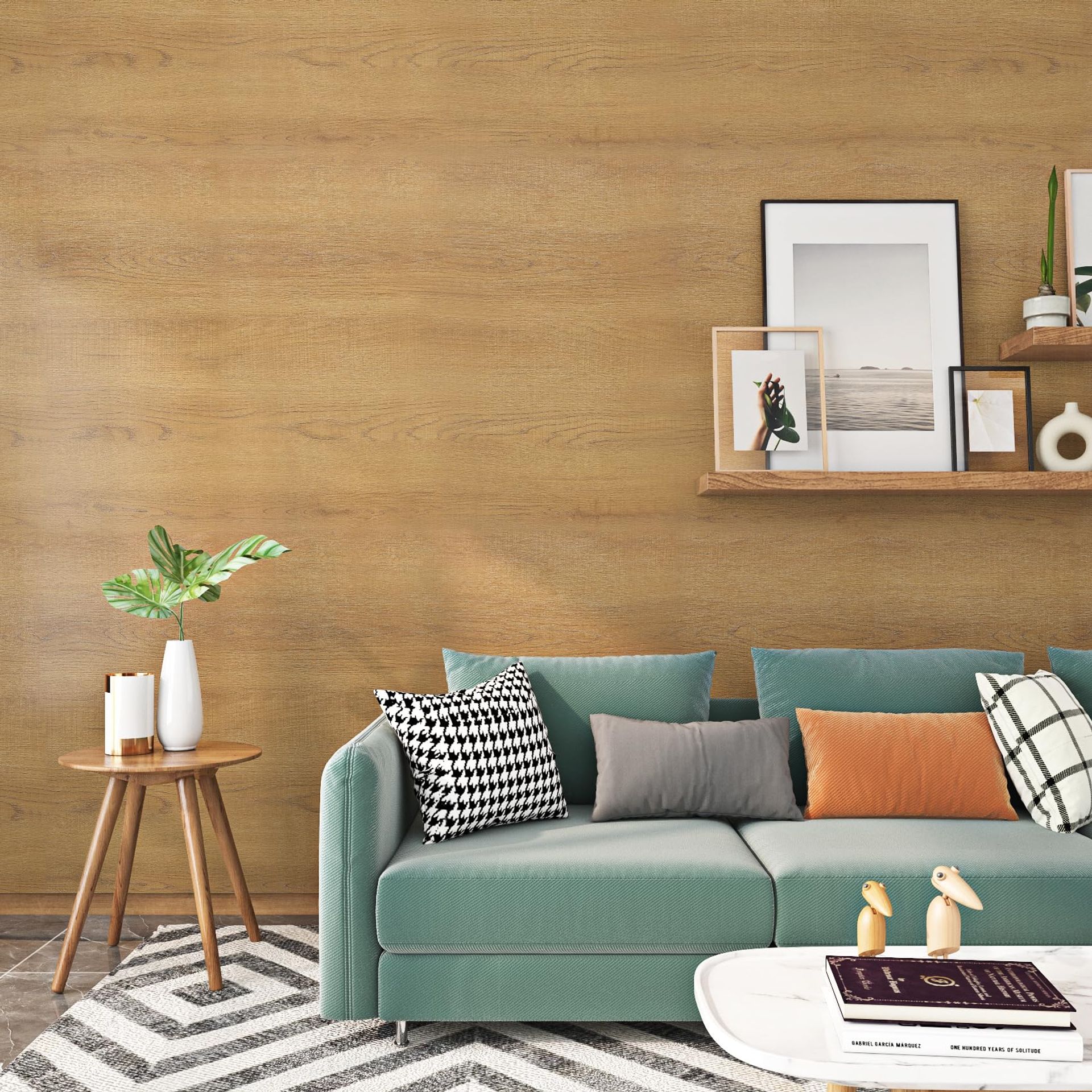 Peel and Stick Wallpaper Wood Effect Vinyl Wrap for Furniture and Walls, Removable Self-Adhesive Contact Paper - Brown 60x500cm