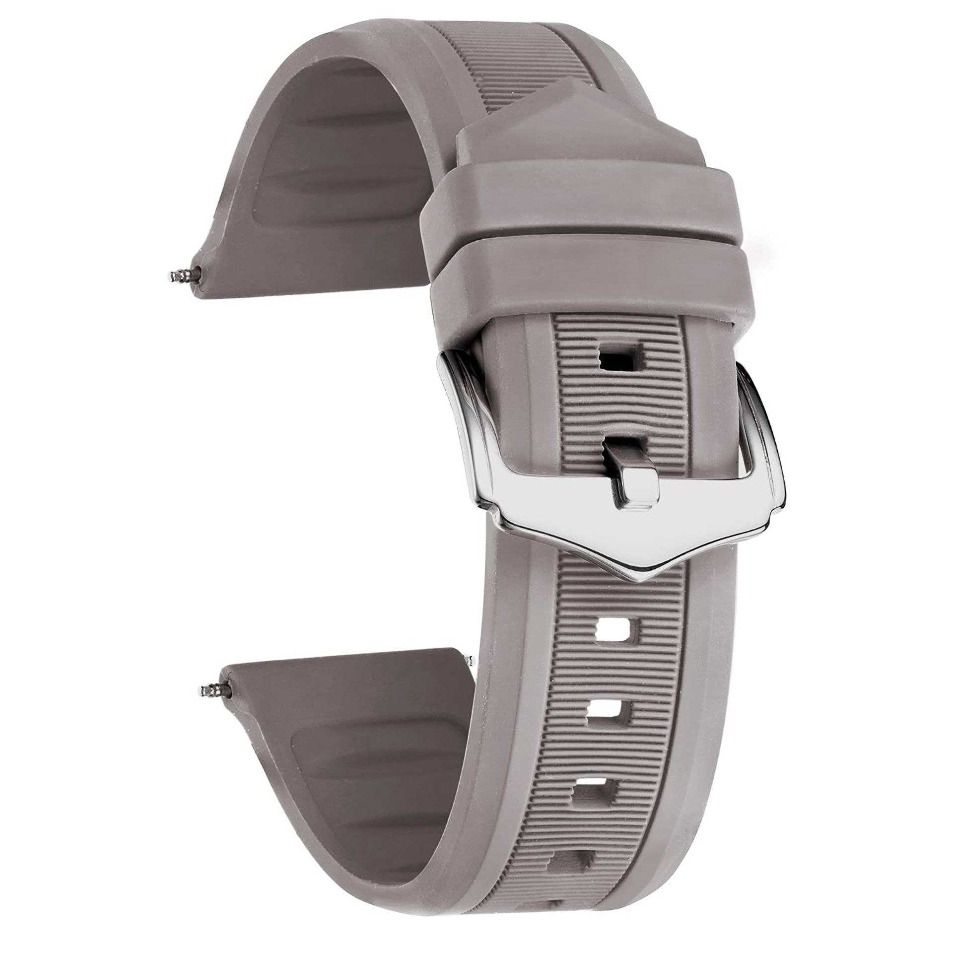 Silicone Watch Strap Replacement Band Waterproof Sport Design Universal Fit for Men and Women - Grey 16mm