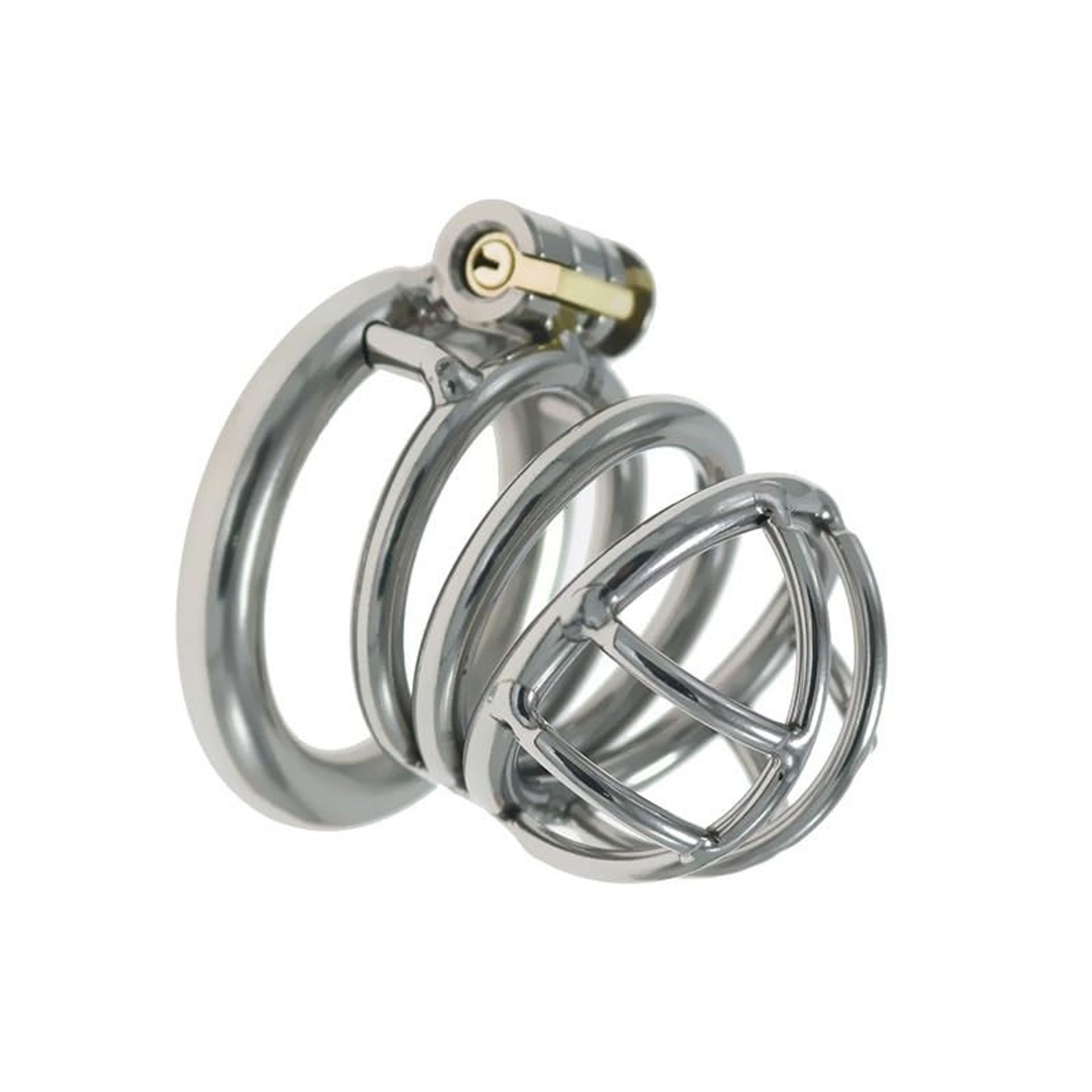Male Stainless Steel Chastity Cage Secure Lock Device for Couples & Fetish Play - Silver 50mm