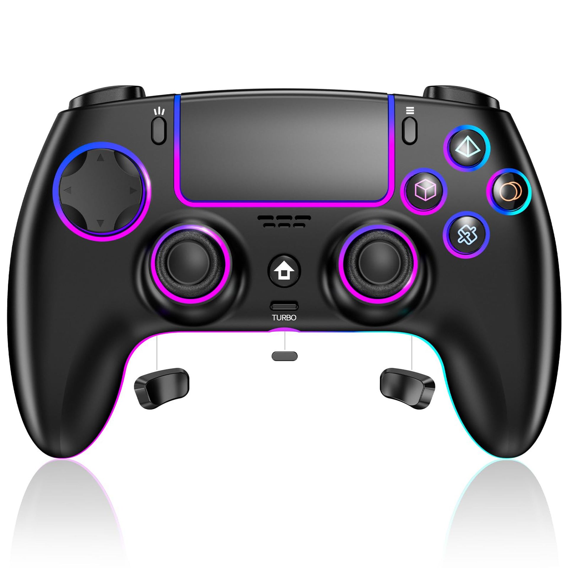 Wireless Game Controller for PS5/PC/Mac/iOS/Android/Steam Deck with RGB Lighting, Hall Effect Joysticks, Dual Vibration, Turbo & 1500mAh Battery - Black