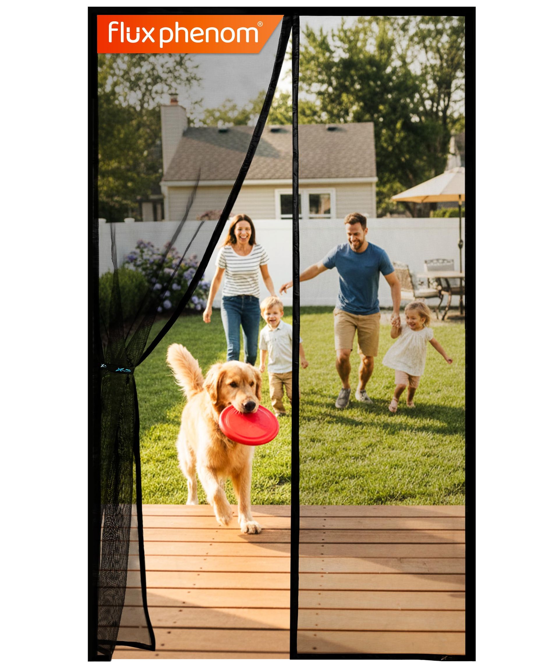 Magnetic Fly Screen Door Heavy Duty Fine Mesh Auto-Sealing Insect Shield Easy No-Drill Fit Pet & Kid Friendly - Black Polyester 97x208cm