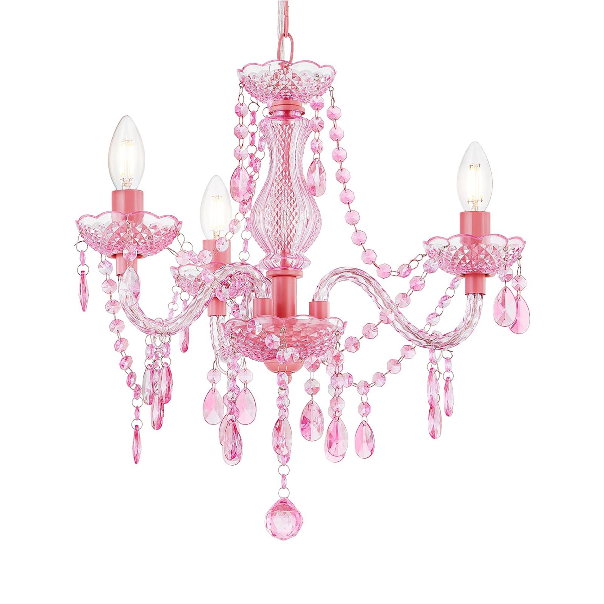 3-Light Acrylic Chandelier Elegant Pendant Ceiling Fixture for Living Room, Dining Area and Bedroom - Pink Mini Style