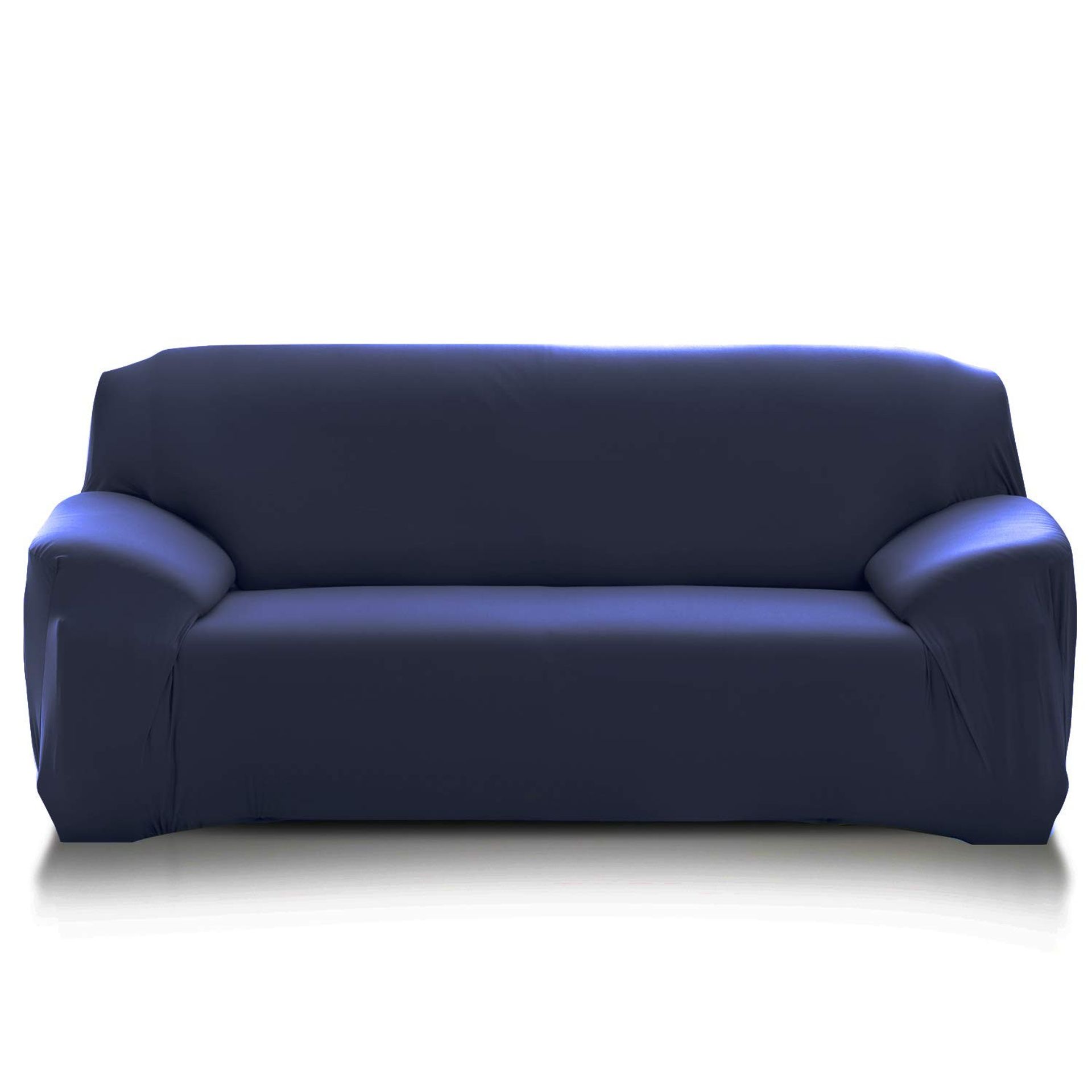 High Stretch Sofa Cover Elastic L Shape Couch Slipcover Non Slip Furniture Protector - Dark Blue 4 Seater