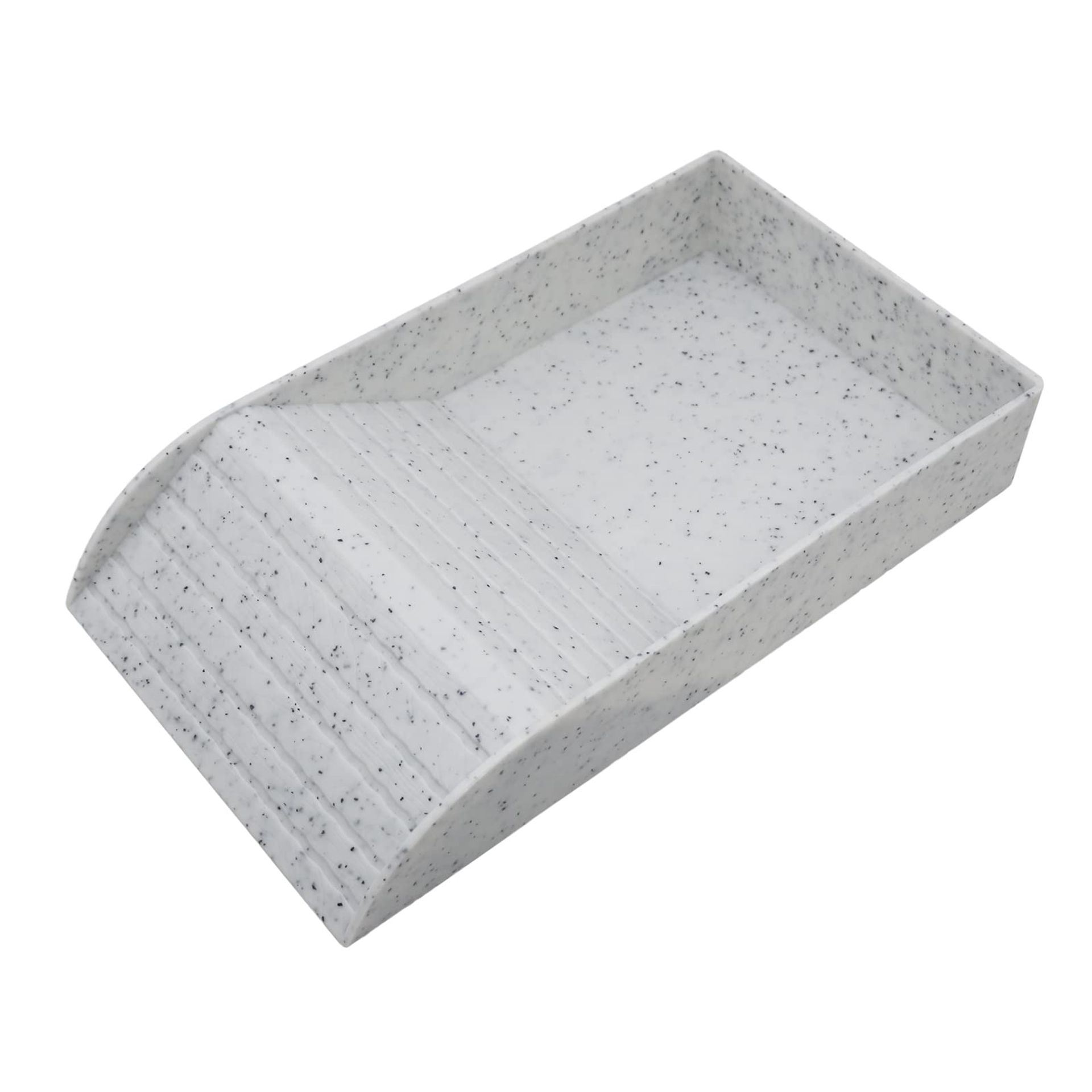 Large Reptile Feeding Dish with Ramp and Basking Platform for Tortoises, Turtles, Lizards and Amphibians - Emulational Granite 14.17"