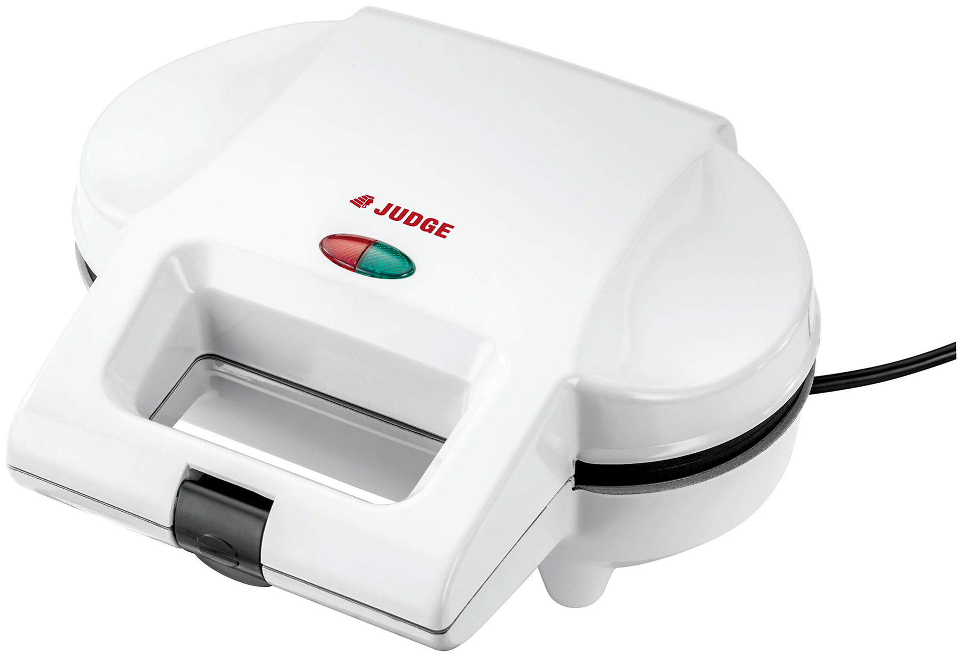 Judge Double Pie Maker with Pastry Cutter Non-Stick Plates for 2 Deep Pies 1000W Compact Design - White 20x30x25cm