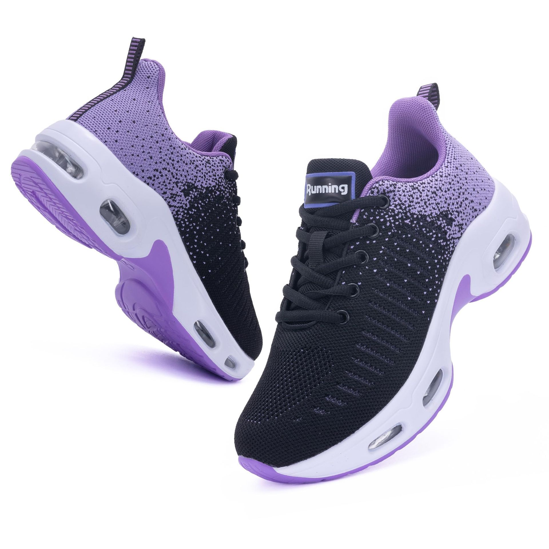 Women's Running Trainers Breathable Lightweight Walking Sports Sneakers - Darkblack UK 8.5